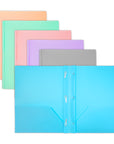 Poly 2-Pockets Portfolio - Pastel Color w/ 3-Prong Fastener