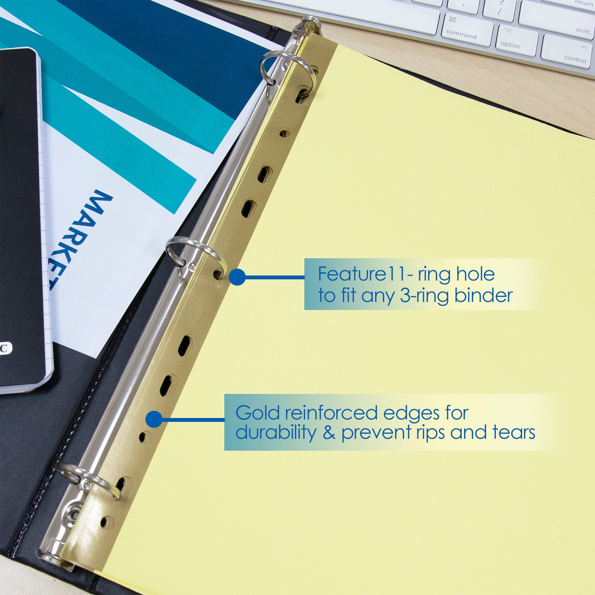 Canary Binder Dividers, 5 Insertable Color Tabs