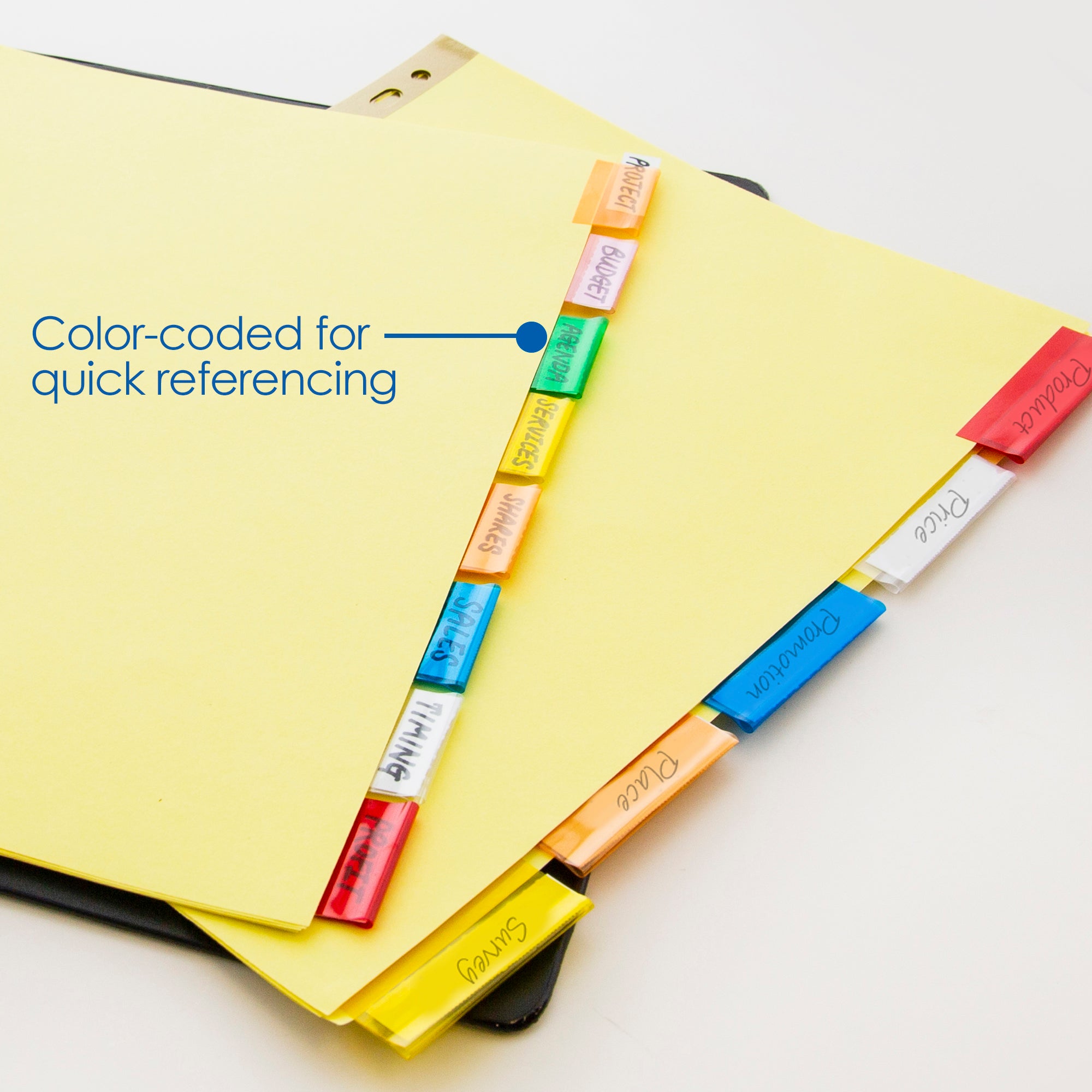 Canary Binder Dividers, 5 Insertable Color Tabs