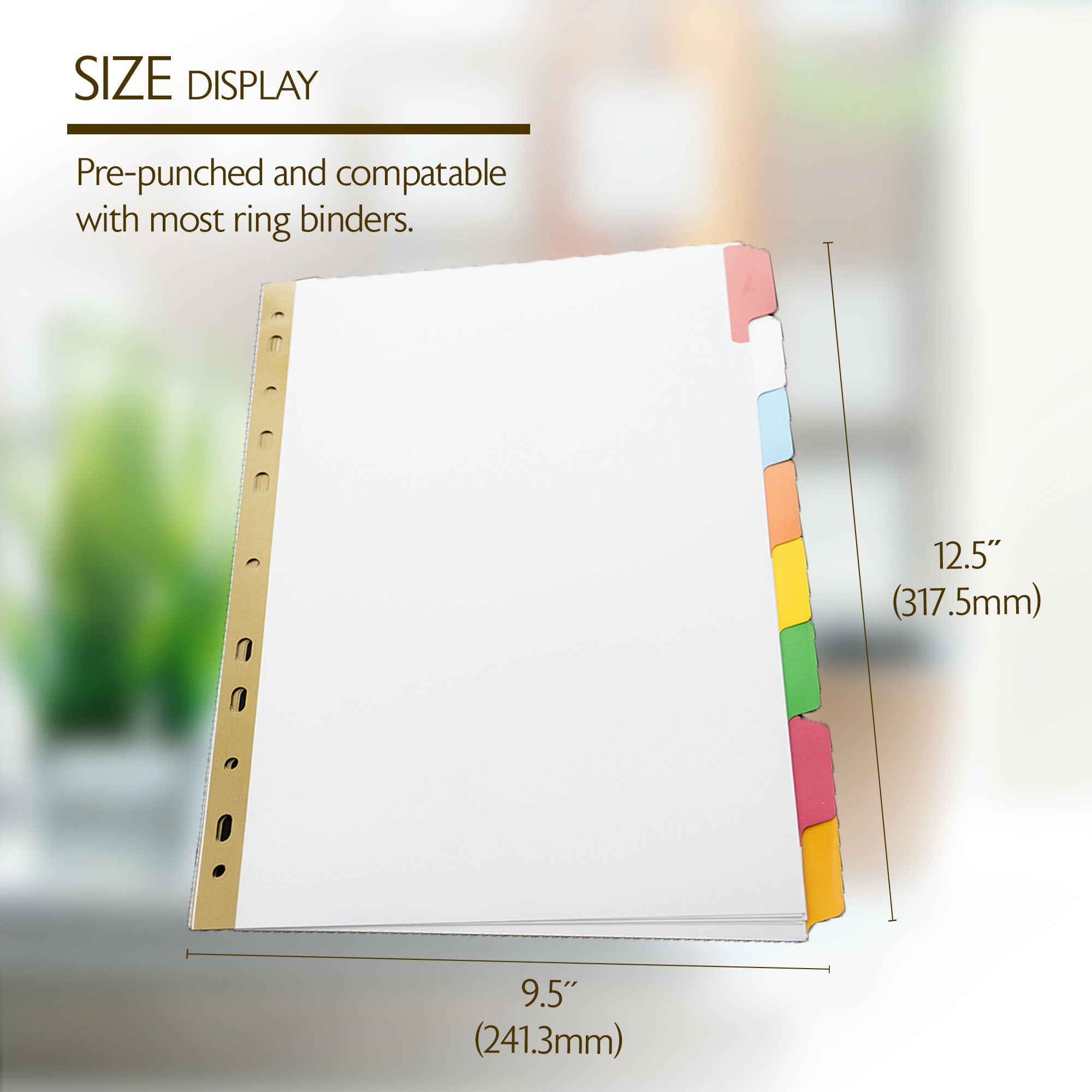 White Paper Binder Dividers, 8 Writable Tabs, 3-Ring