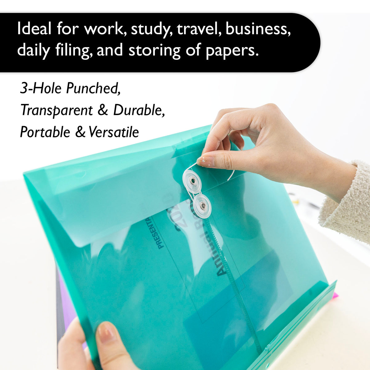 Poly Project Envelopes, String Closure, Letter Size