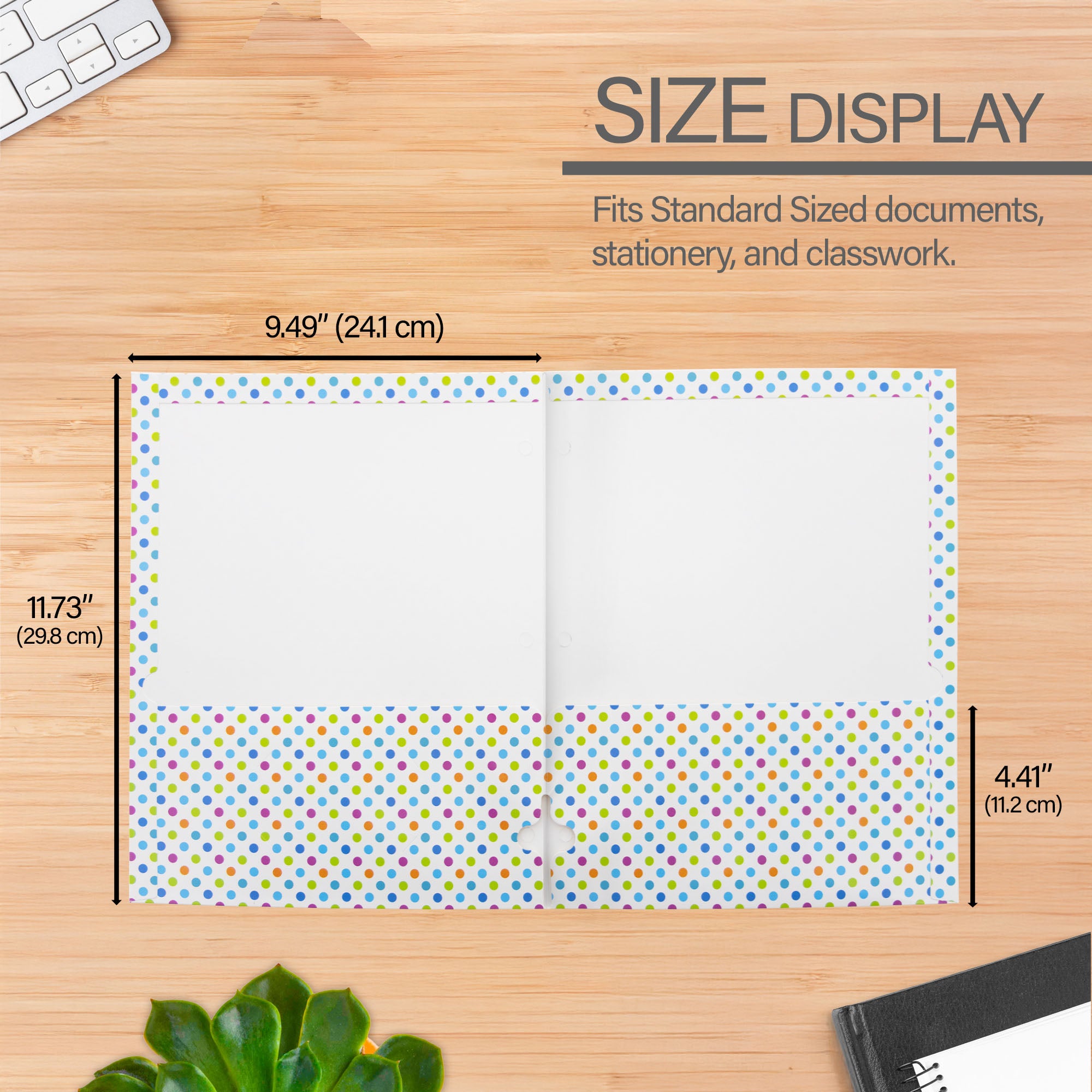 Polka Dot Paper 2-Pocket Folder, for School Office Documents