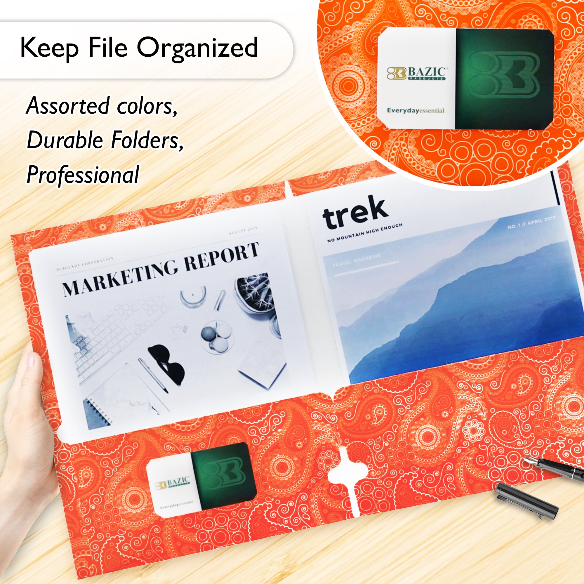 Paisley Paper 2-Pocket Folder, for School Office Documents