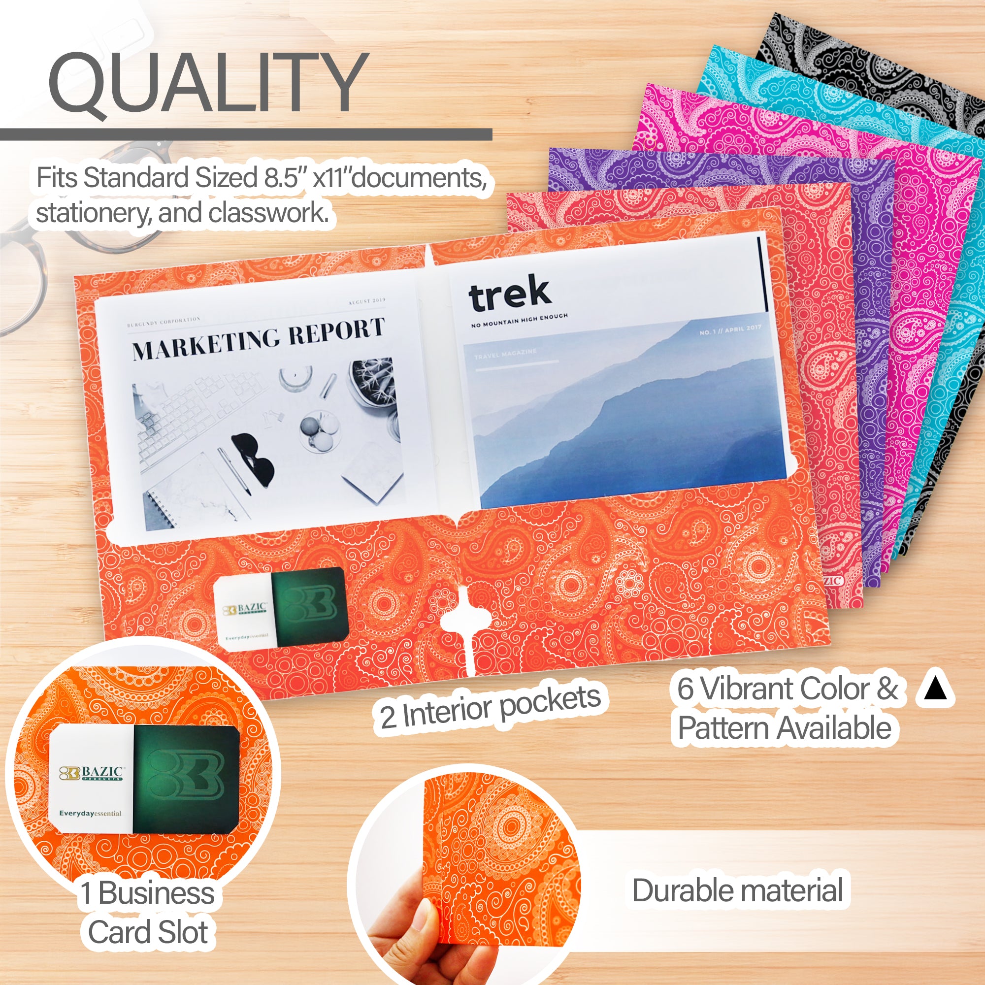 Paisley Paper 2-Pocket Folder, for School Office Documents
