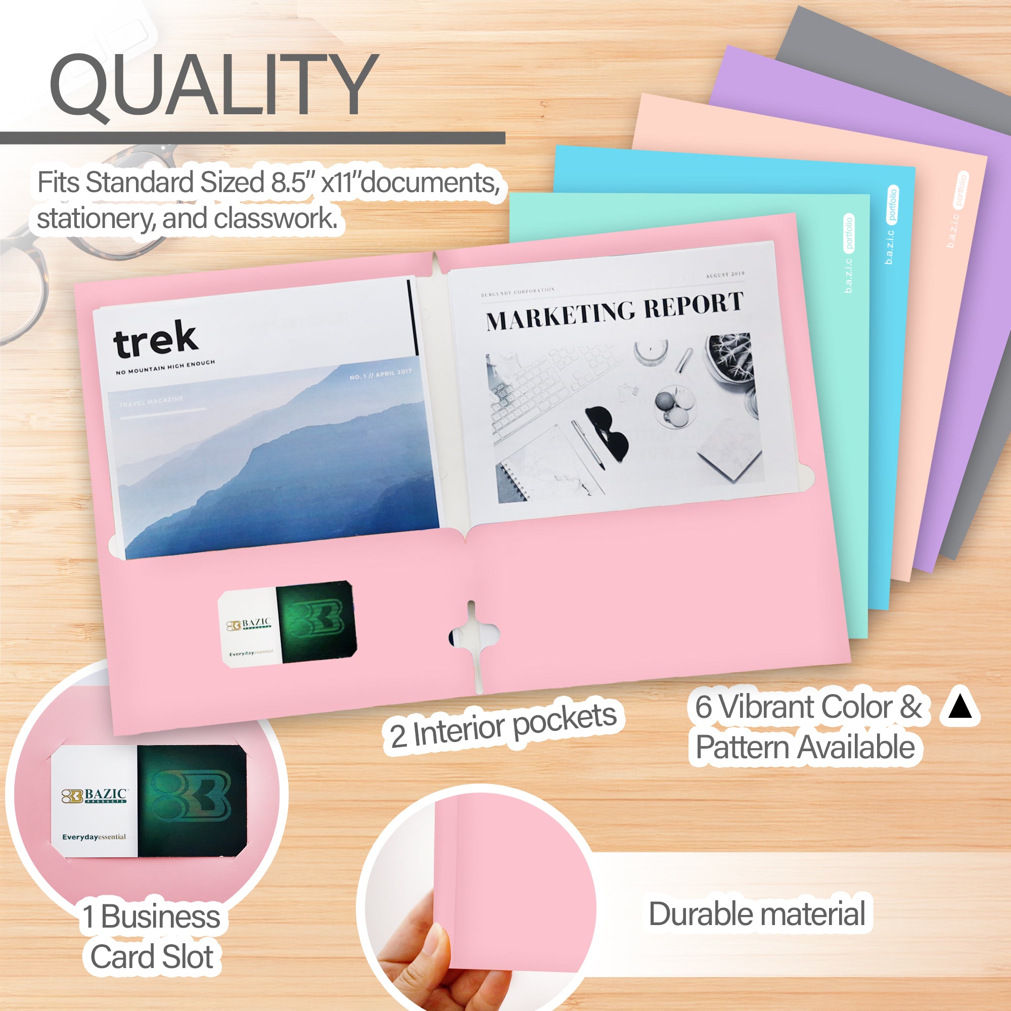 Pastel Color Paper 2-Pocket Folder, Standard Letter Folder