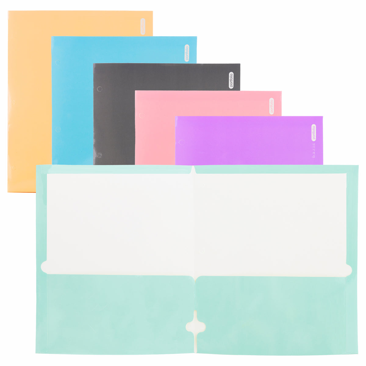BAZIC Glossy Laminated Pastel Paper 2-Pocket Folder