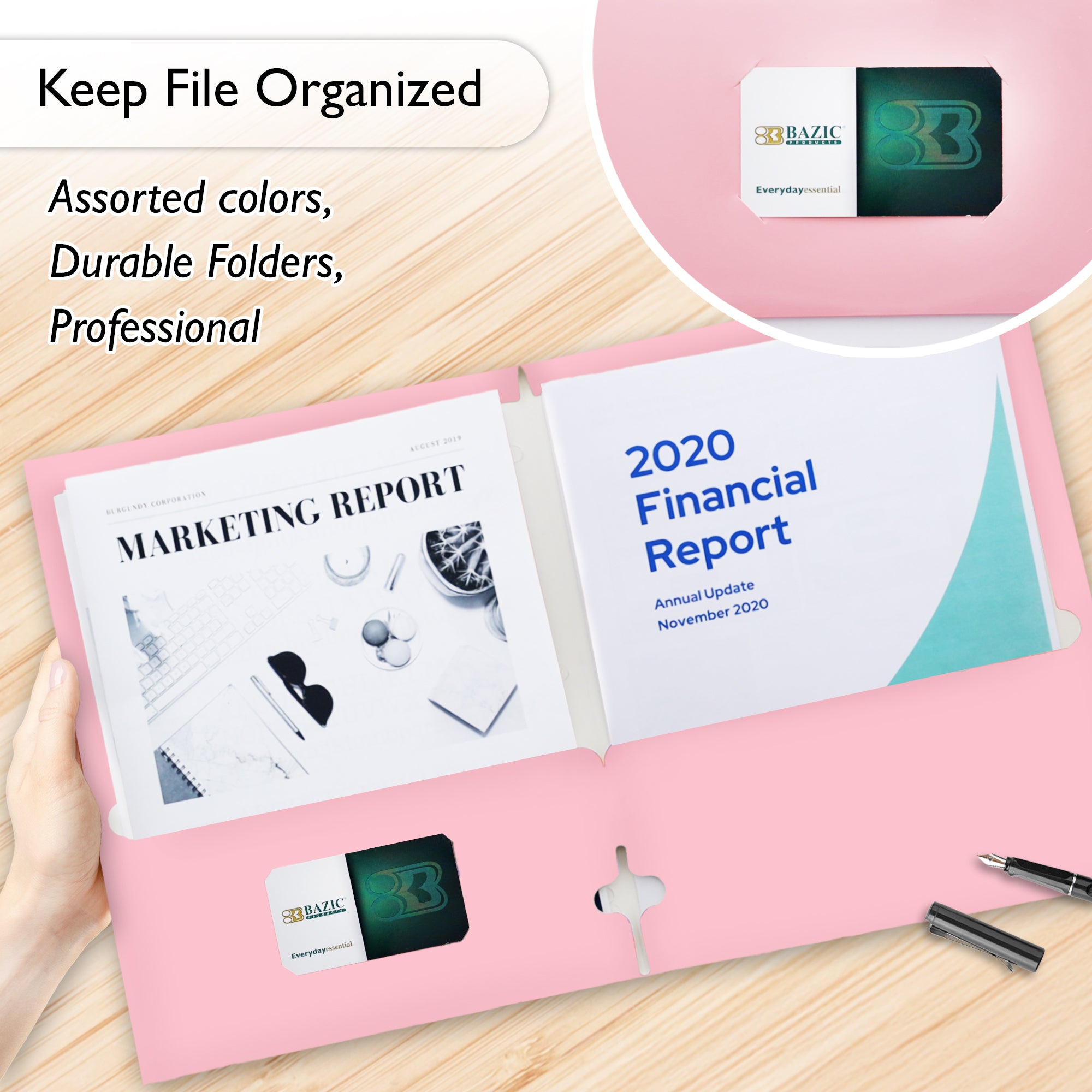 Glossy Laminated Pastel Color 2-Pockets Portfolios