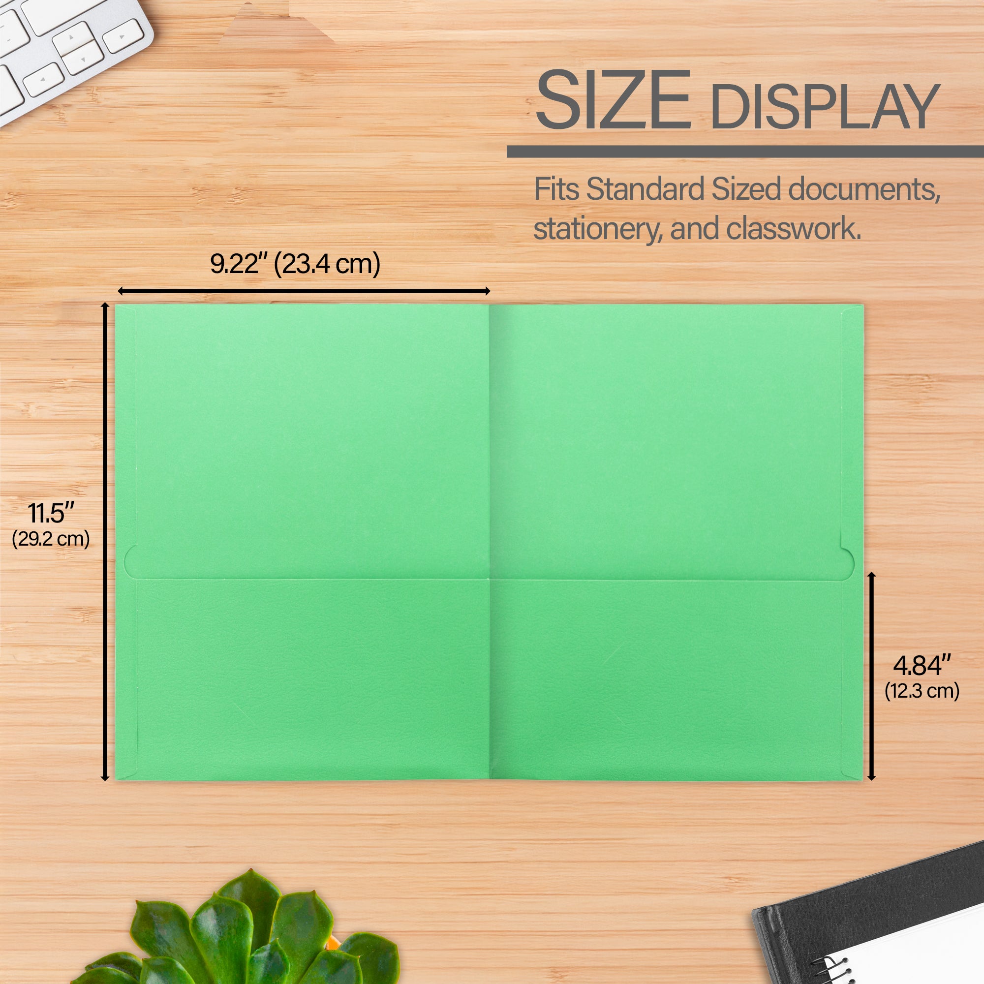 Green Paper 2-Pocket Folder, 25 Box, Standard Letter Folder