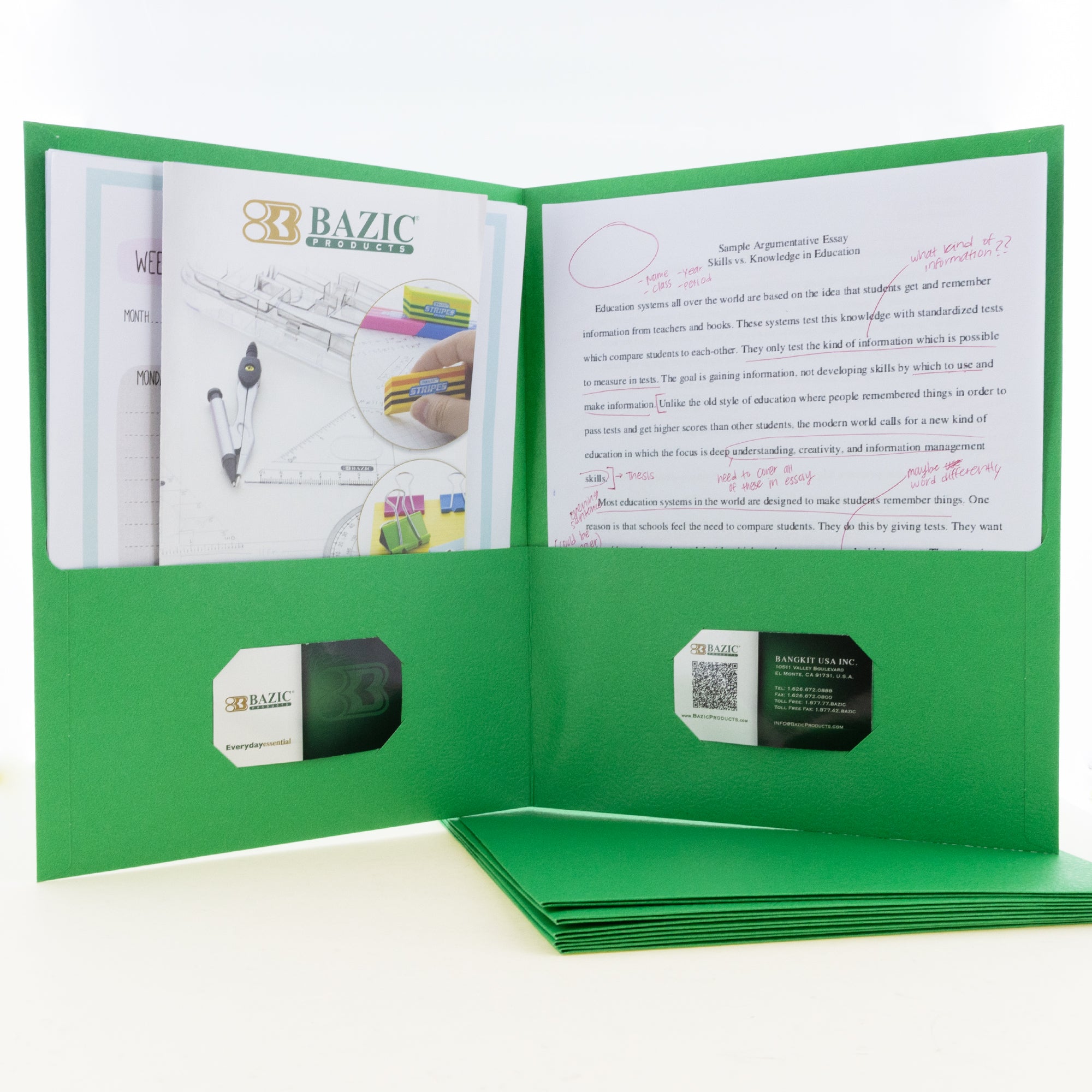 Green Paper 2-Pocket Folder, 25 Box, Standard Letter Folder