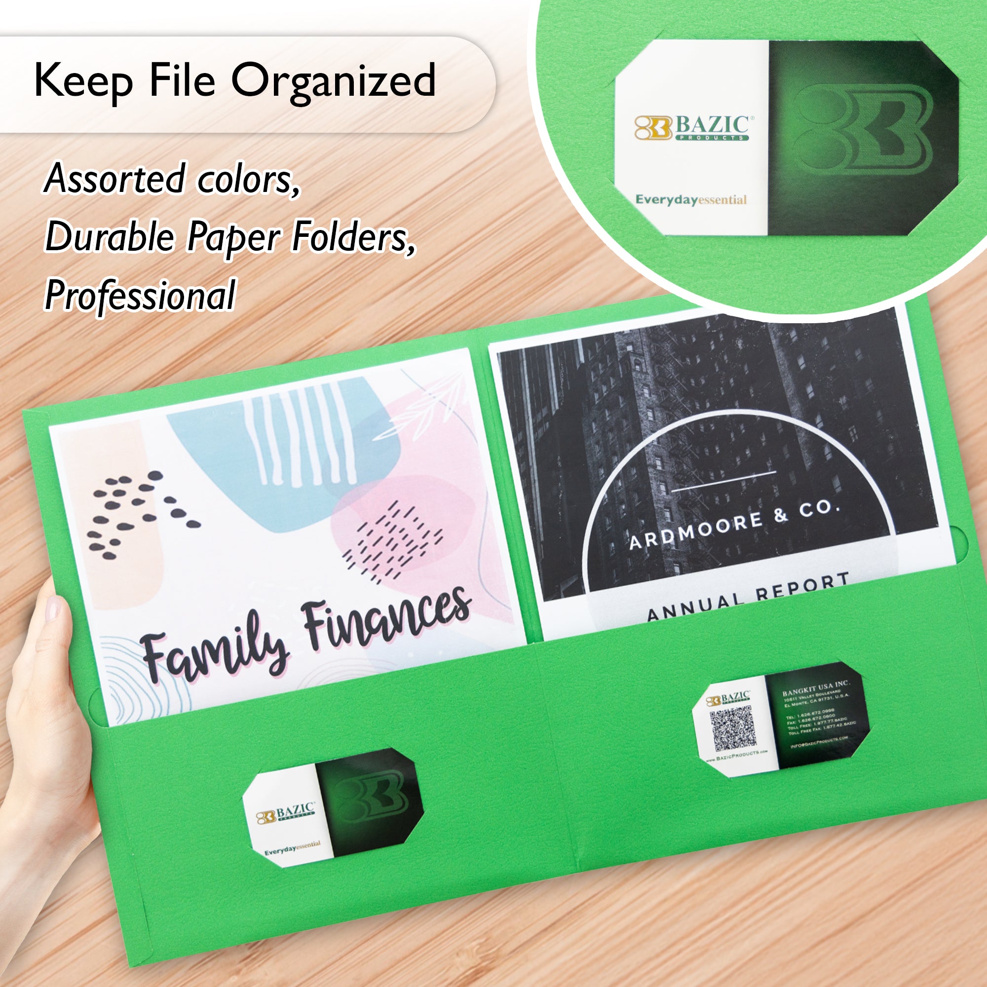 Premium Green Color 2-Pocket Portfolio (25/Box)