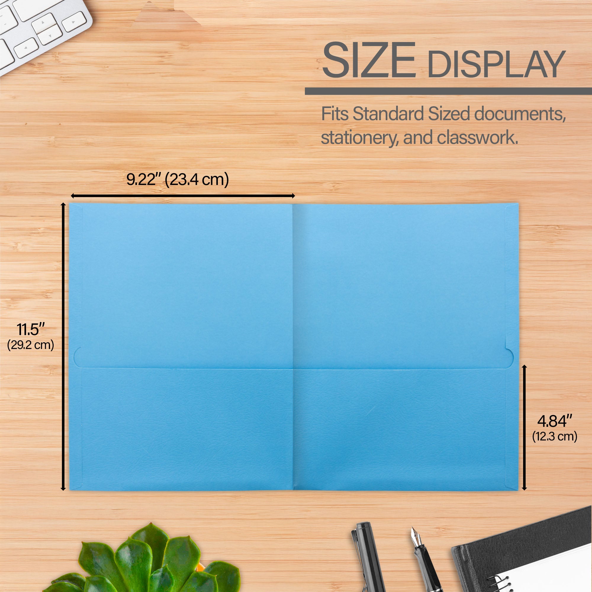 Light Blue Paper 2-Pocket Folder, 25 Box
