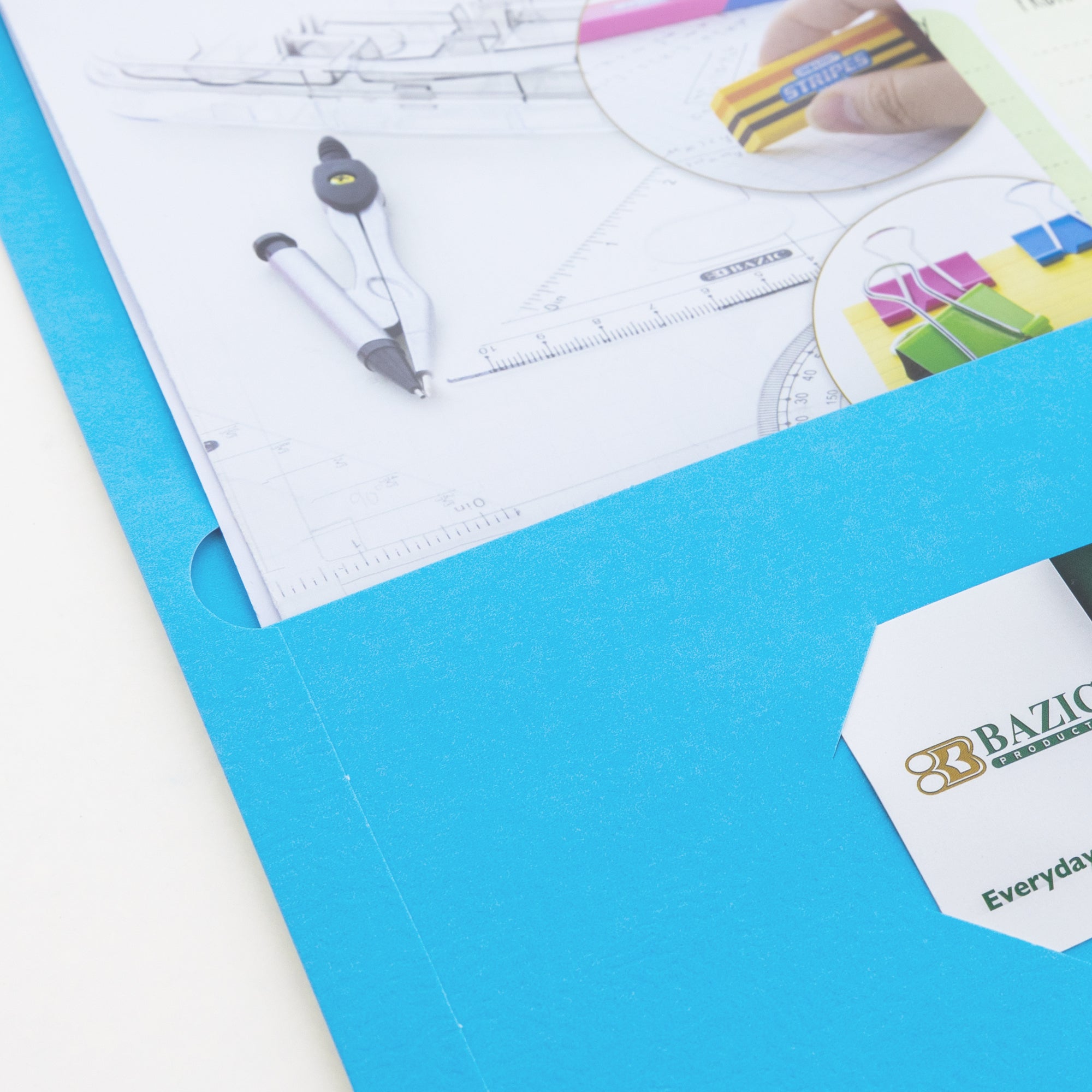 Light Blue Paper 2-Pocket Folder, 25 Box