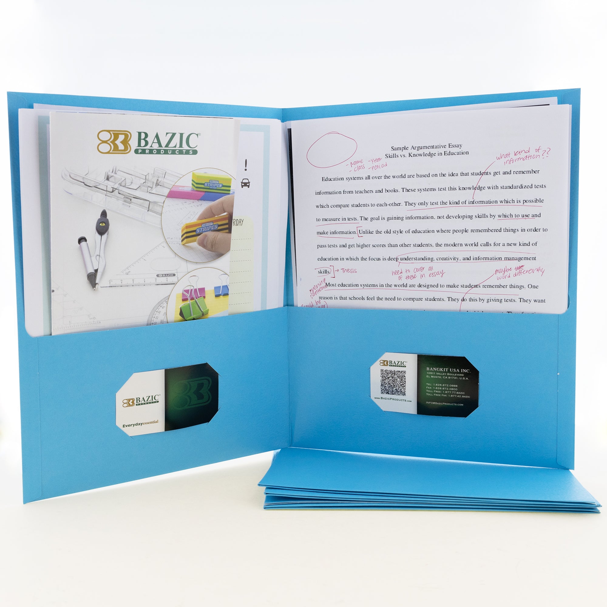 Light Blue Paper 2-Pocket Folder, 25 Box