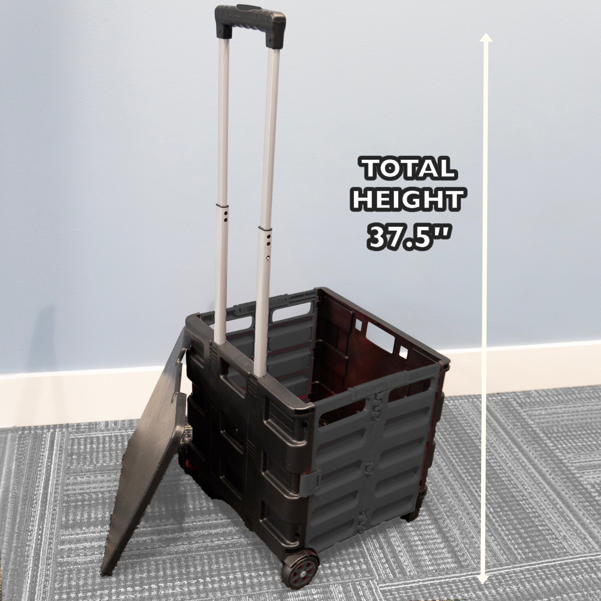 Black Folding Cart on Wheels, 16 x 18 x 15 in