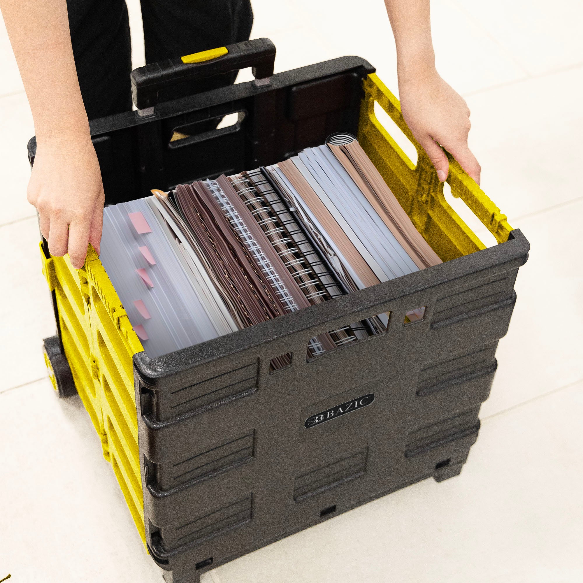 Foldable Rolling Cart w/ Lid Cover Yellow 16&quot; X 18&quot; X 15&quot;