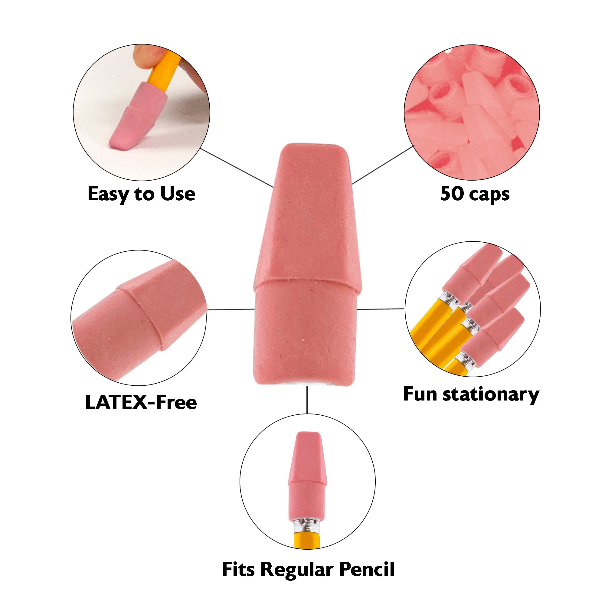Pink Eraser Cap (50/Pack)