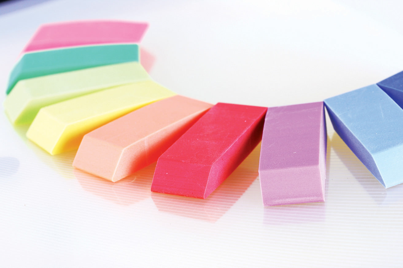 Neon Bevel Erasers, 6 Count, for School Homework Classroom