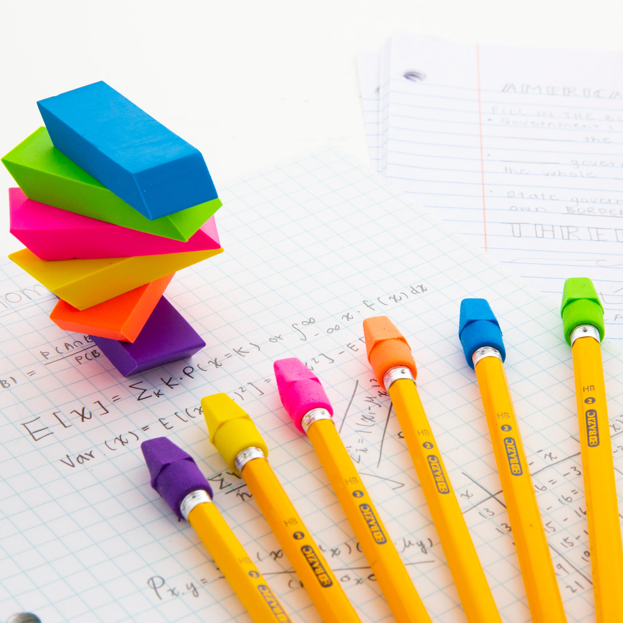 Neon Bevel Eraser (6/Pack)