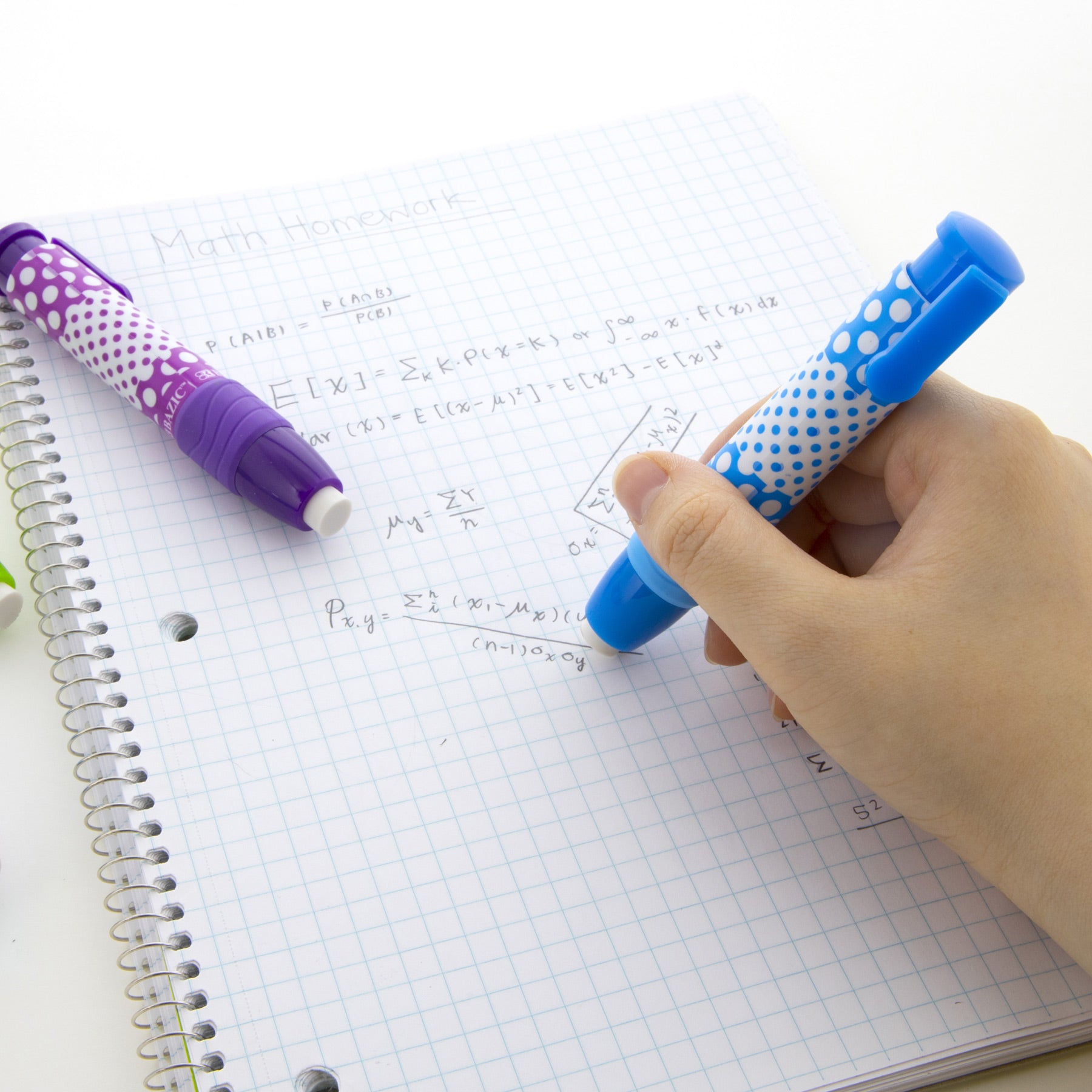 Dot.ted Retractable Stick Erasers, 2 Count