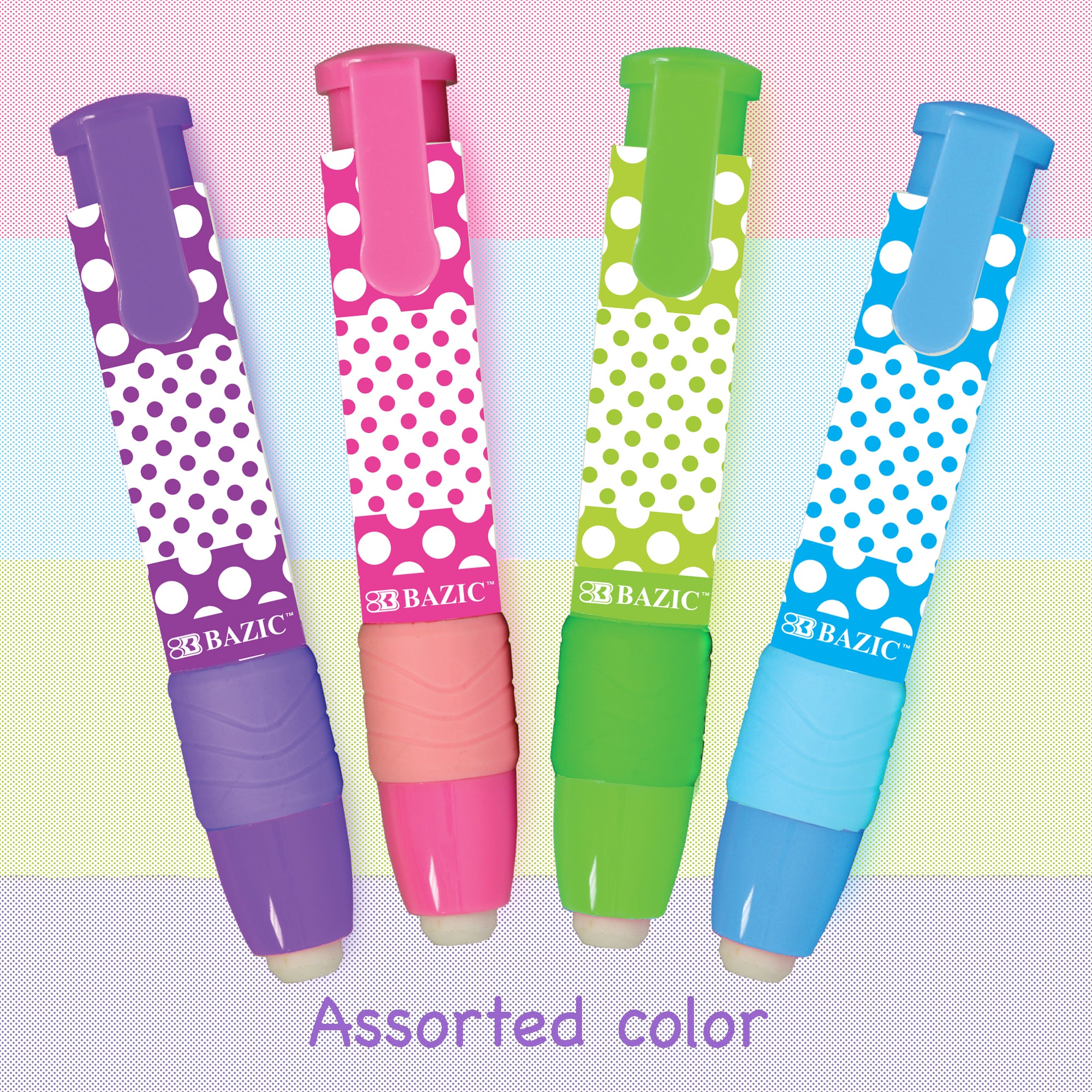 Dot.ted Retractable Stick Erasers, 2 Count