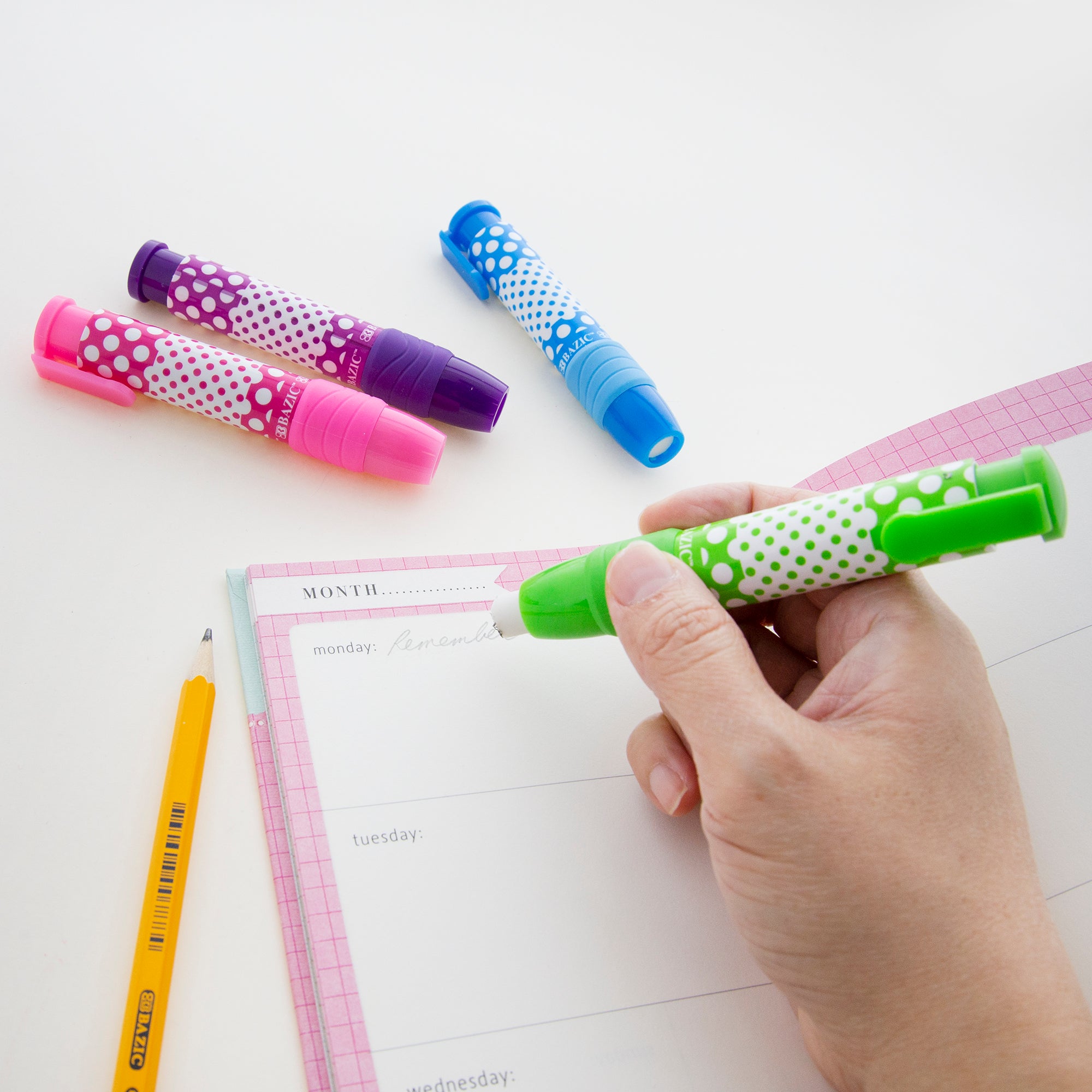 Dot.ted Retractable Stick Erasers, 2 Count