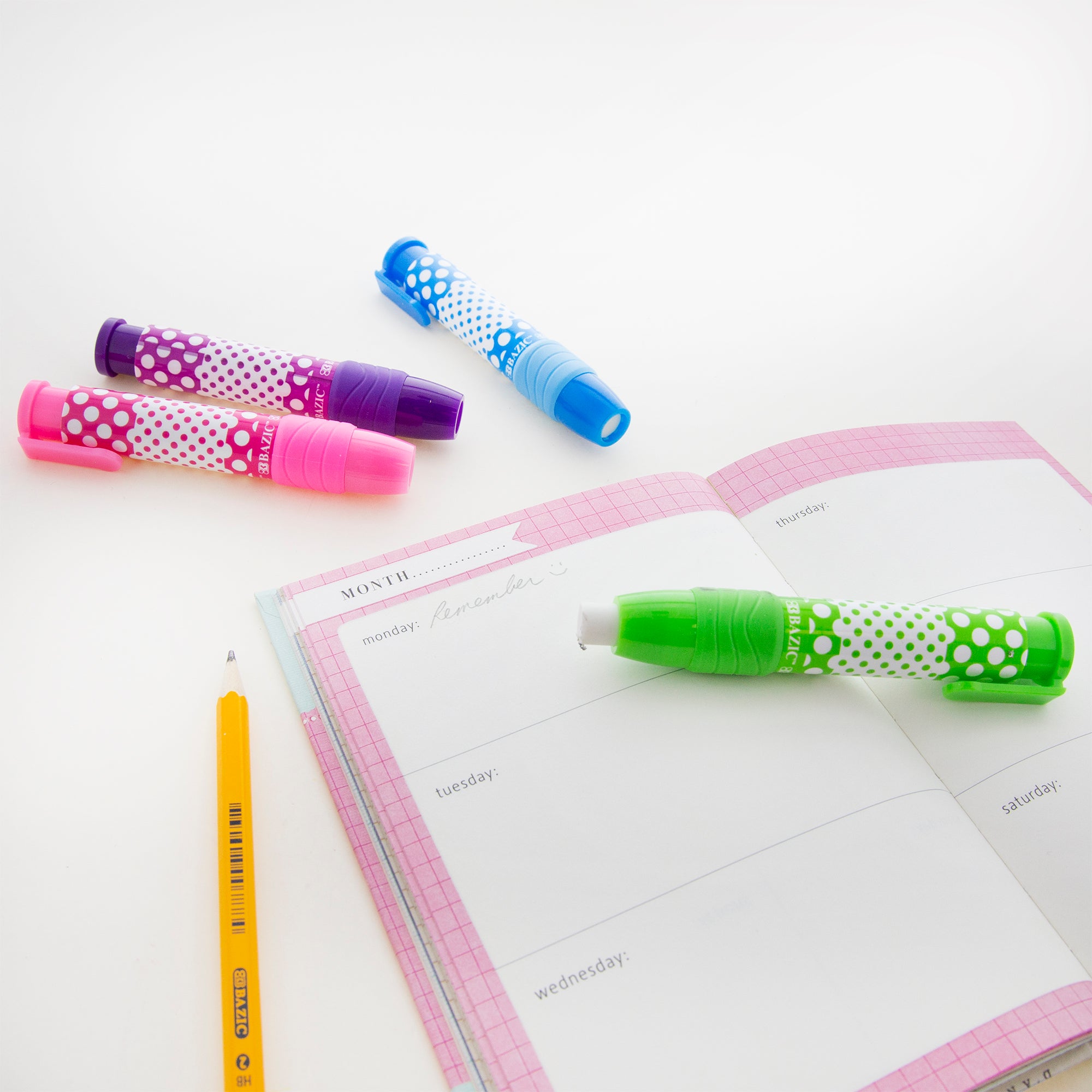 Dot.ted Retractable Stick Erasers, 2 Count