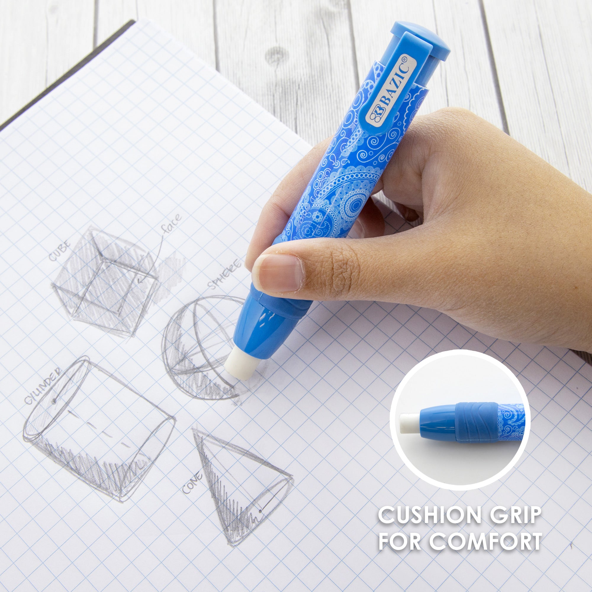 Retractable Stick Erasers, Assorted, Latex-Free