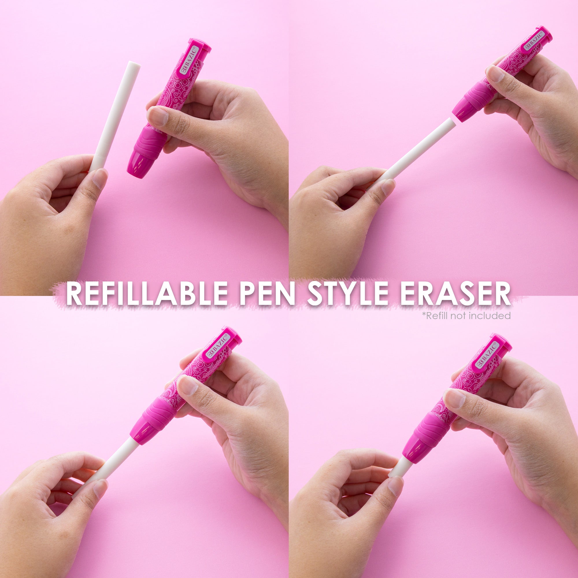 Retractable Stick Erasers, Assorted, Latex-Free