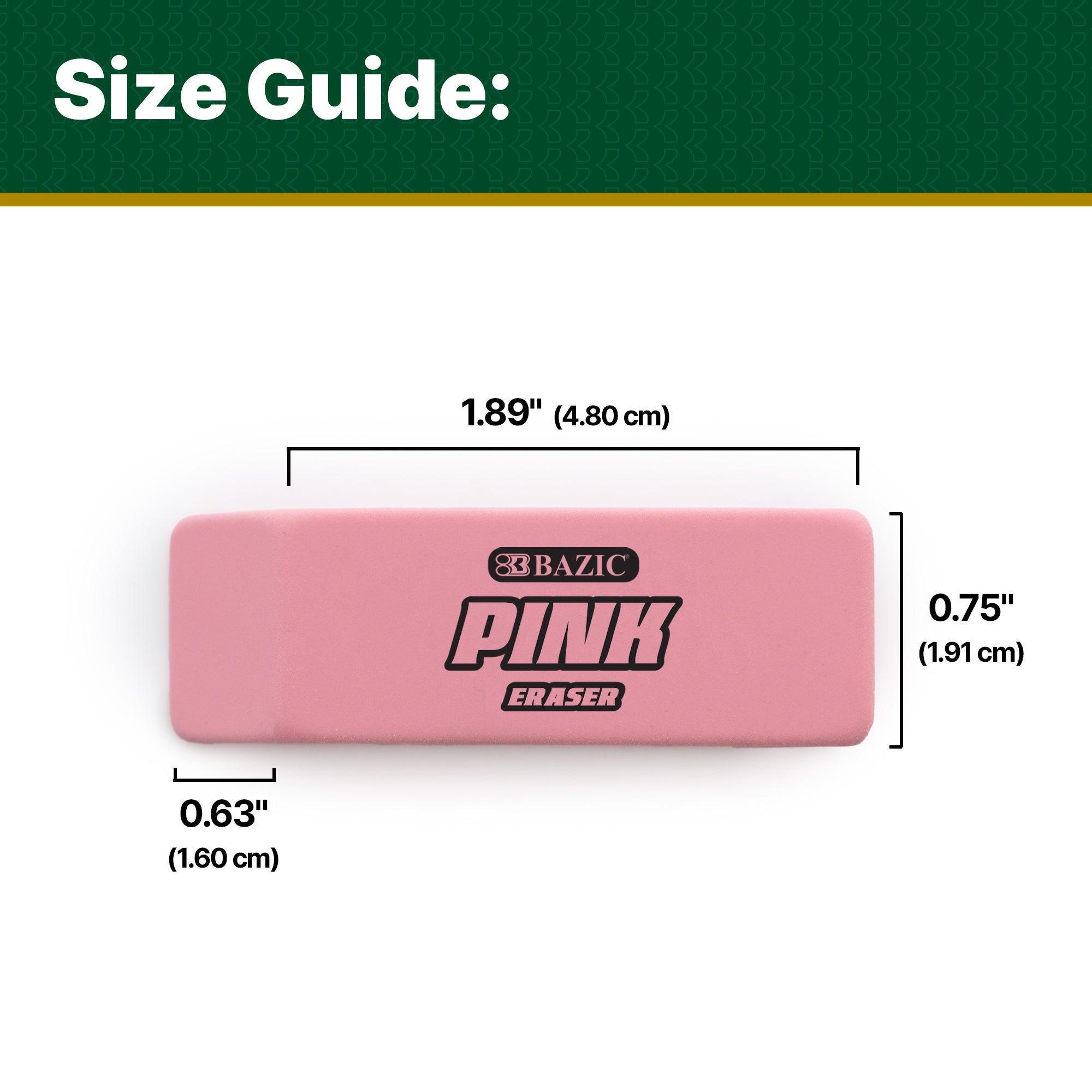 Pink Bevel Block Erasers, Latex-Free, PVC-Free