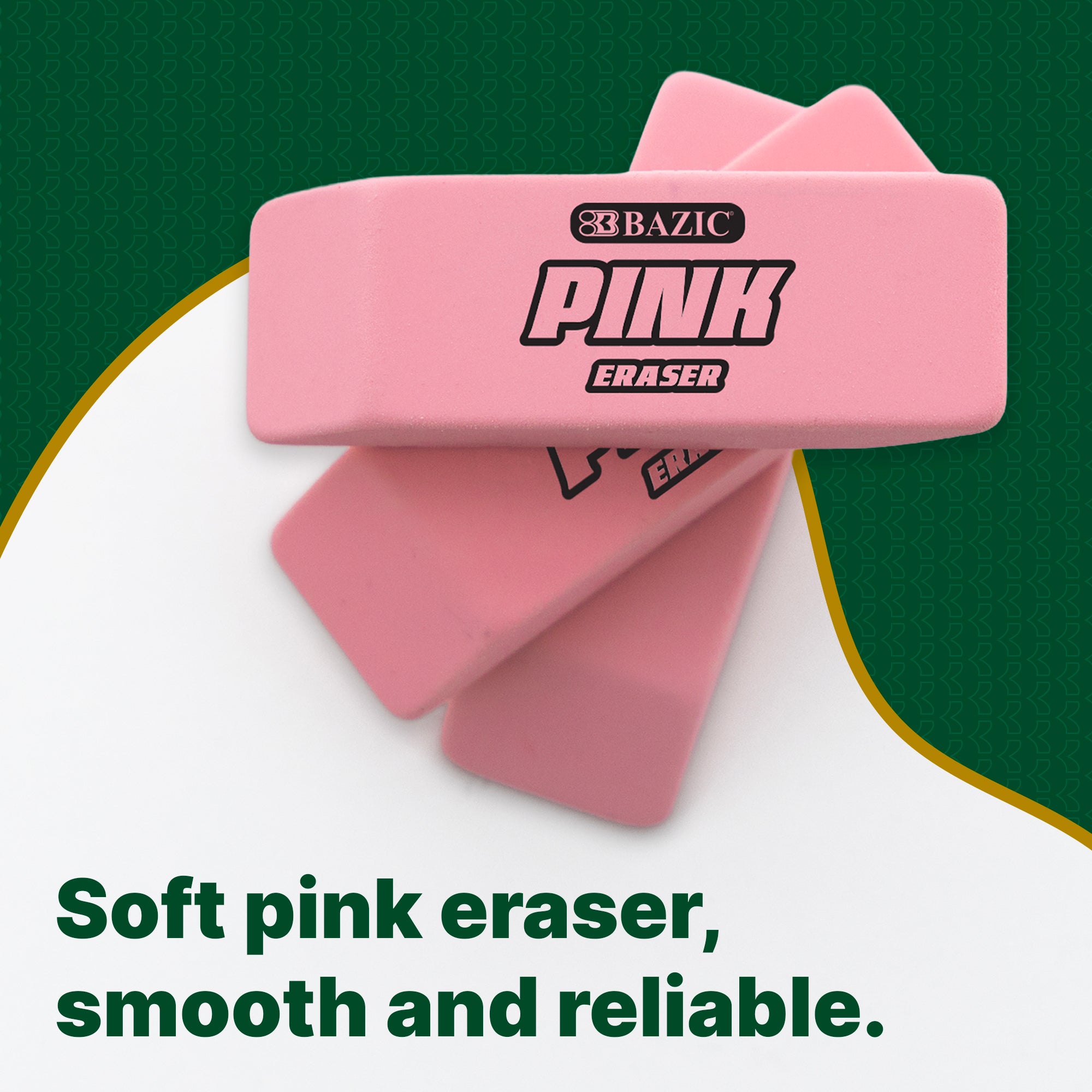 Pink Bevel Block Erasers, Latex-Free, PVC-Free