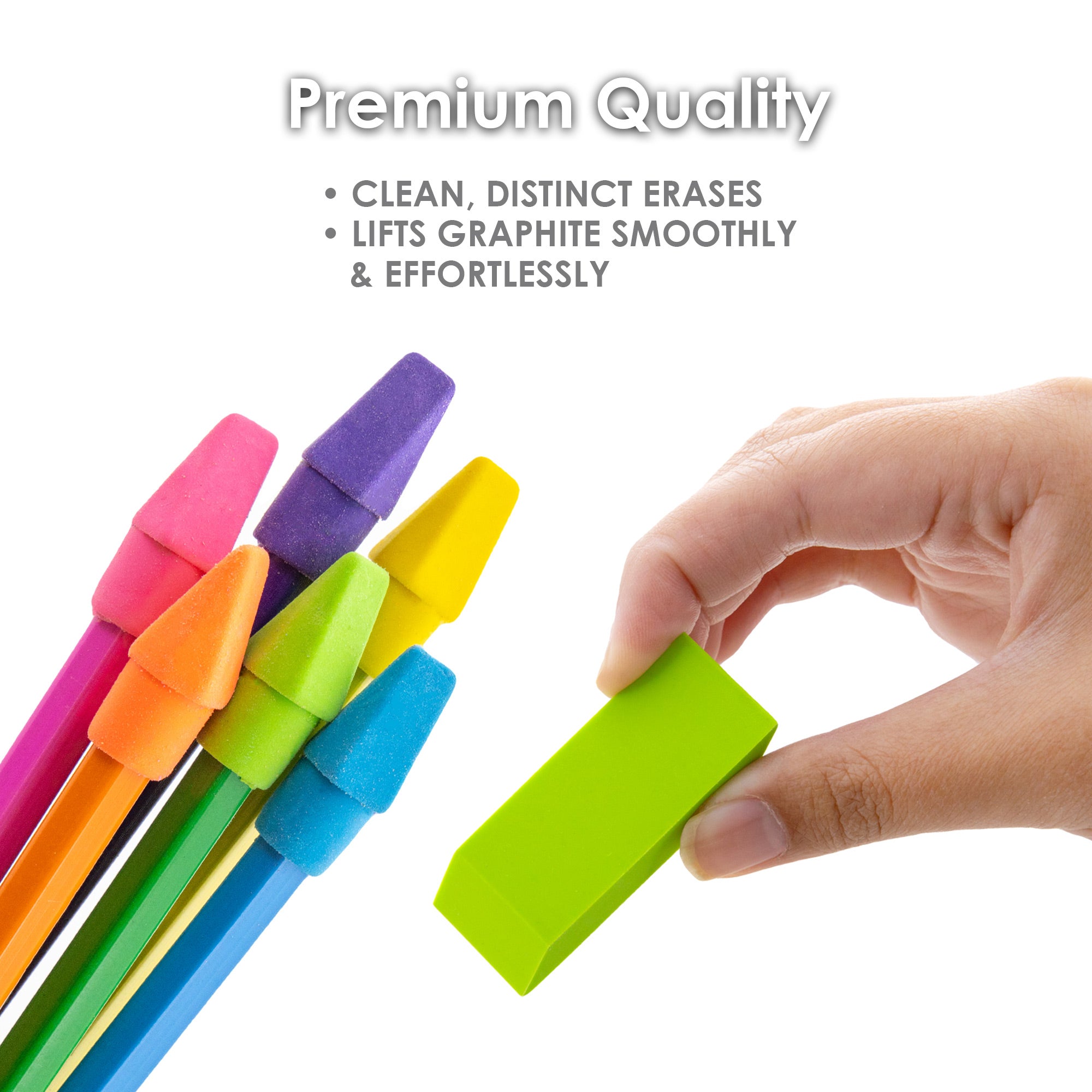 Neon Erasers, 12 Count, for School Homework Classroom
