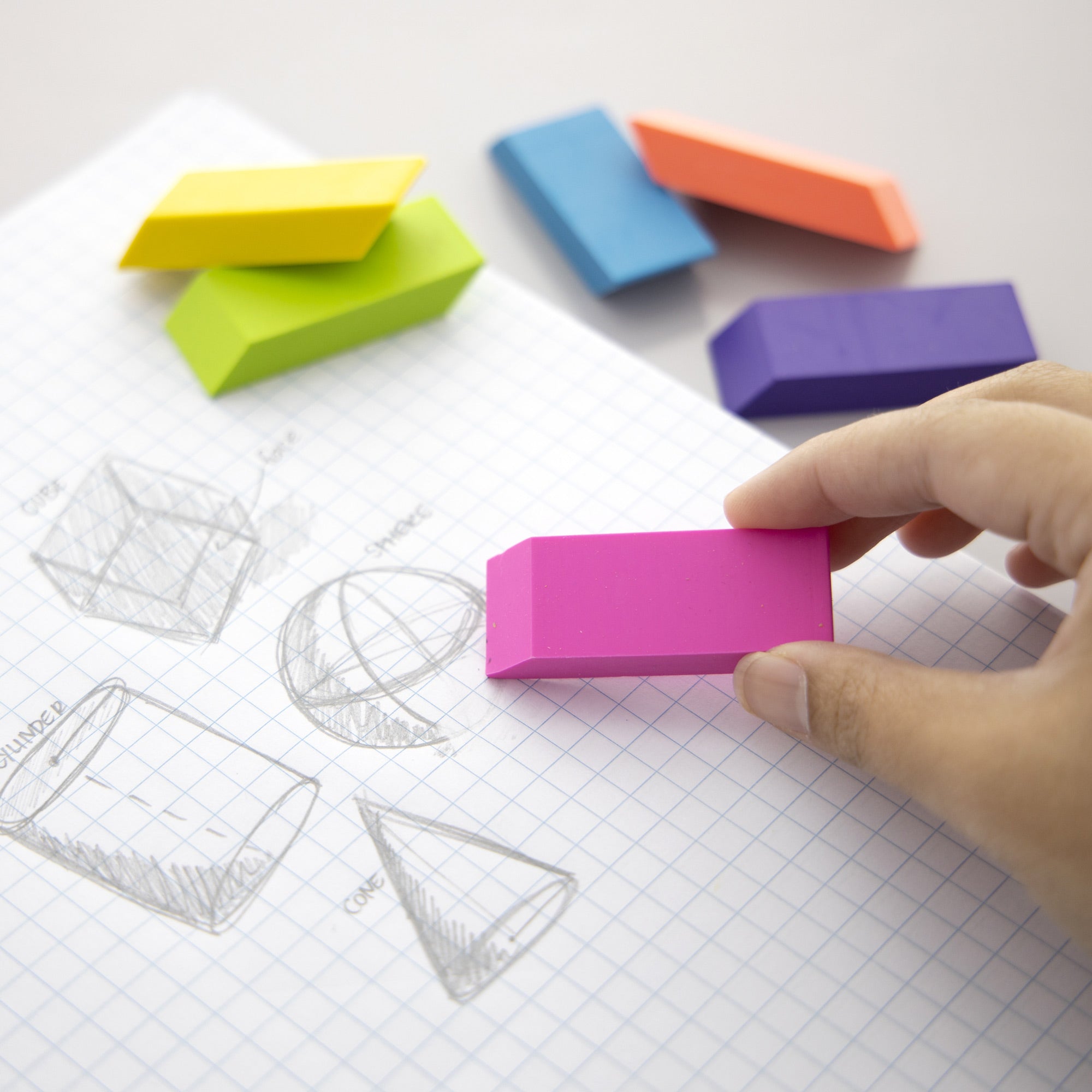 Neon Erasers, 12 Count, for School Homework Classroom