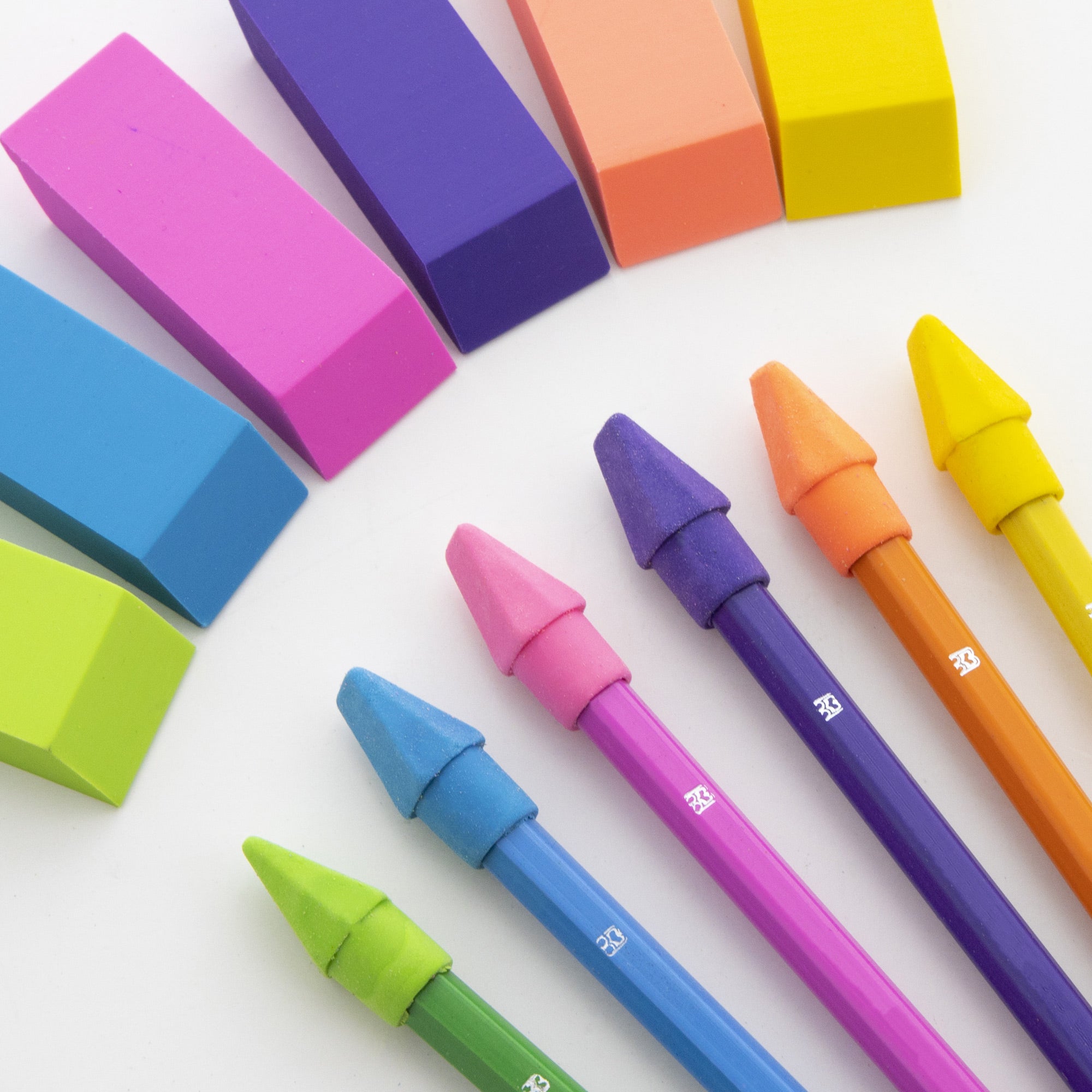 Neon Erasers, 12 Count, for School Homework Classroom