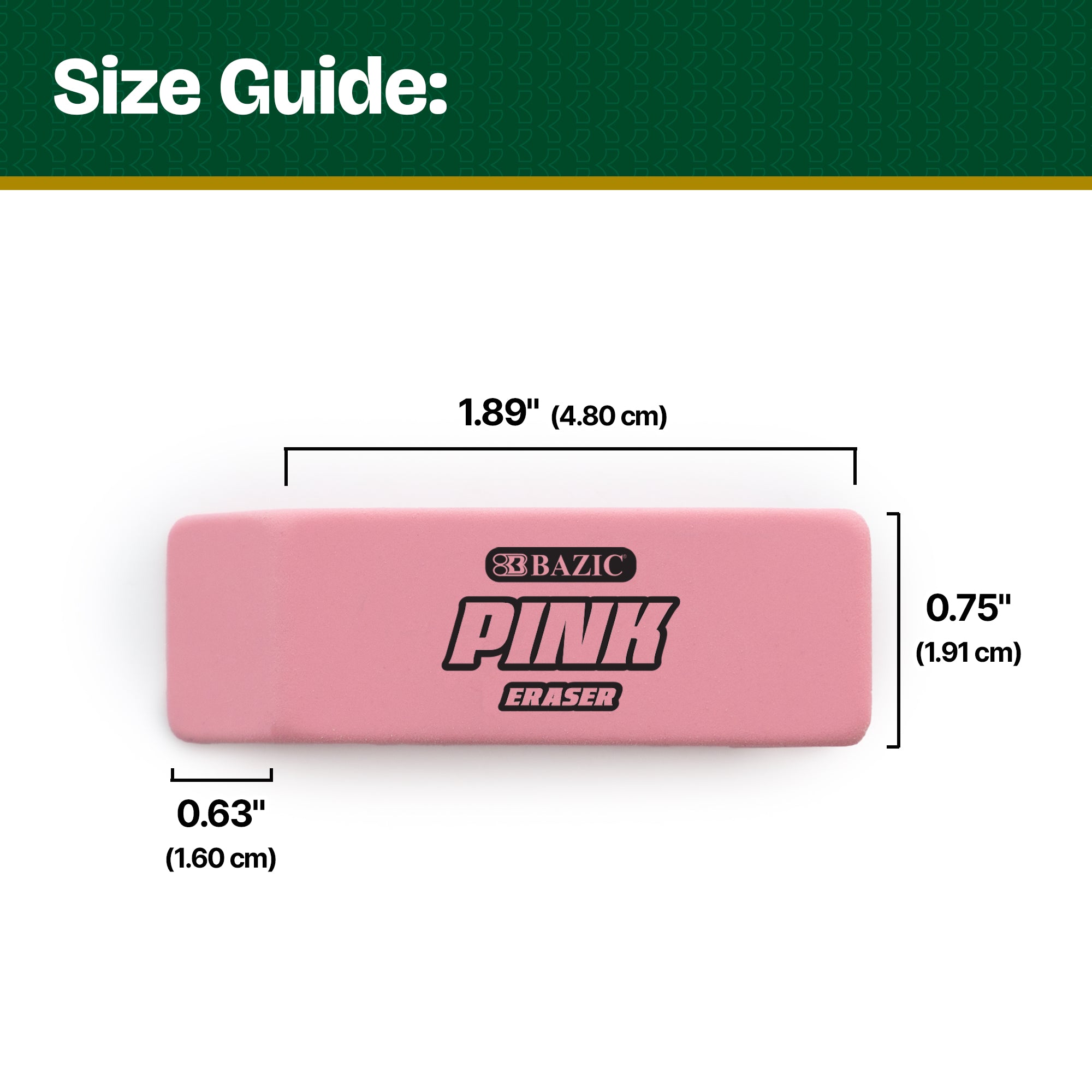 Pink Bevel Block Erasers, Latex-Free, PVC-Free