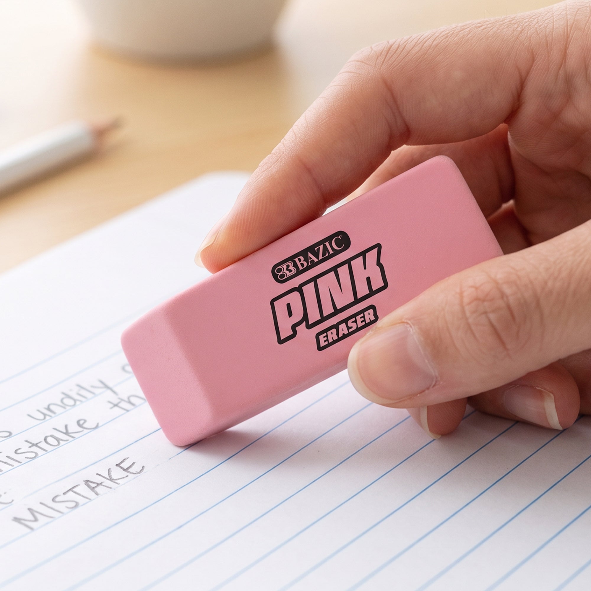 Pink Bevel Block Erasers, Latex-Free, PVC-Free – BAZIC Store
