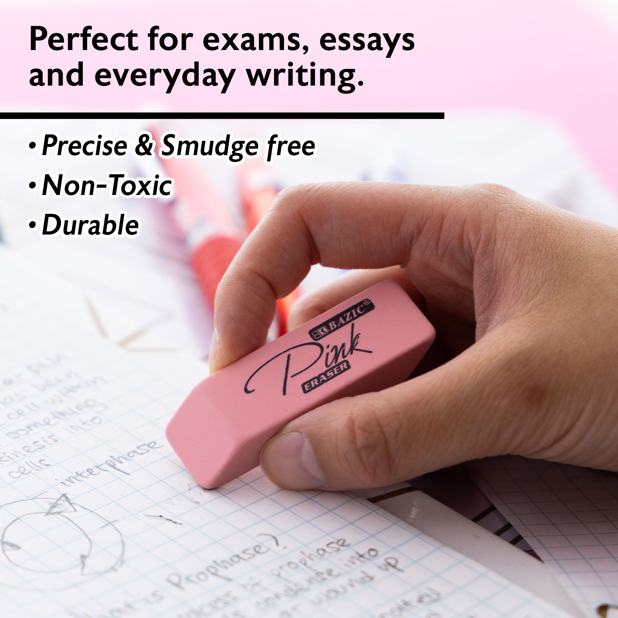 Pink Bevel Eraser (4/Pack)