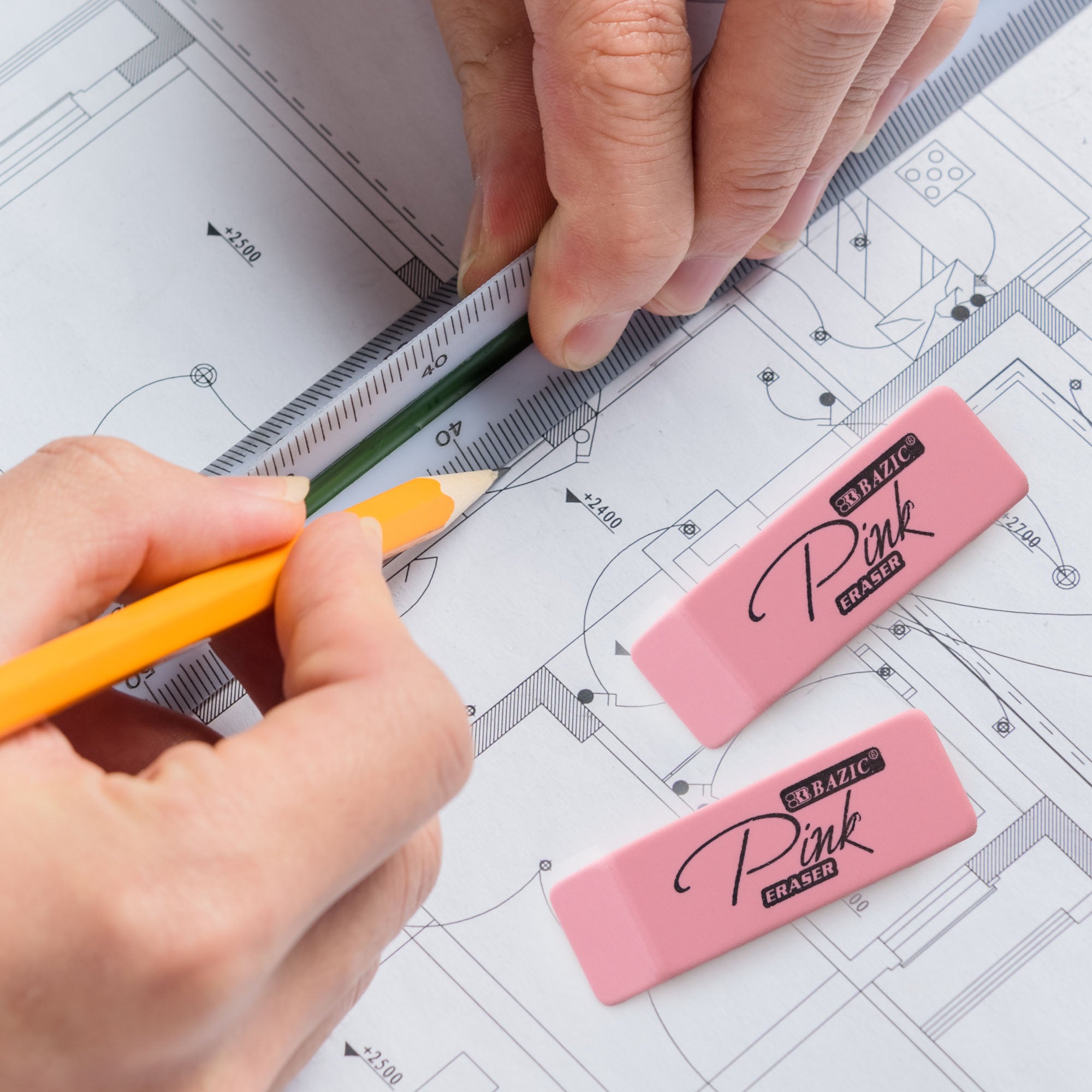 Pink Bevel Eraser (4/Pack)