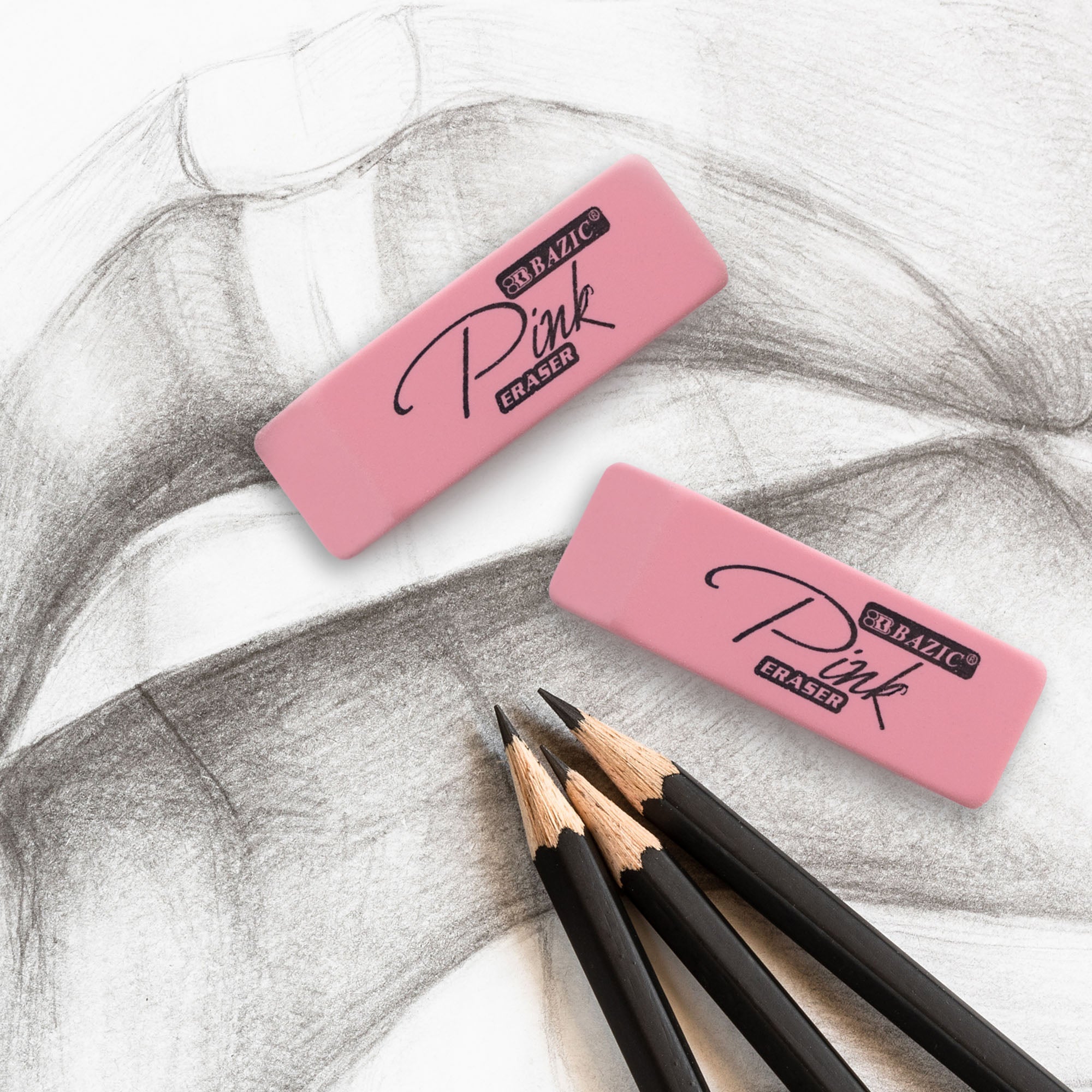 Pink Bevel Eraser (4/Pack)