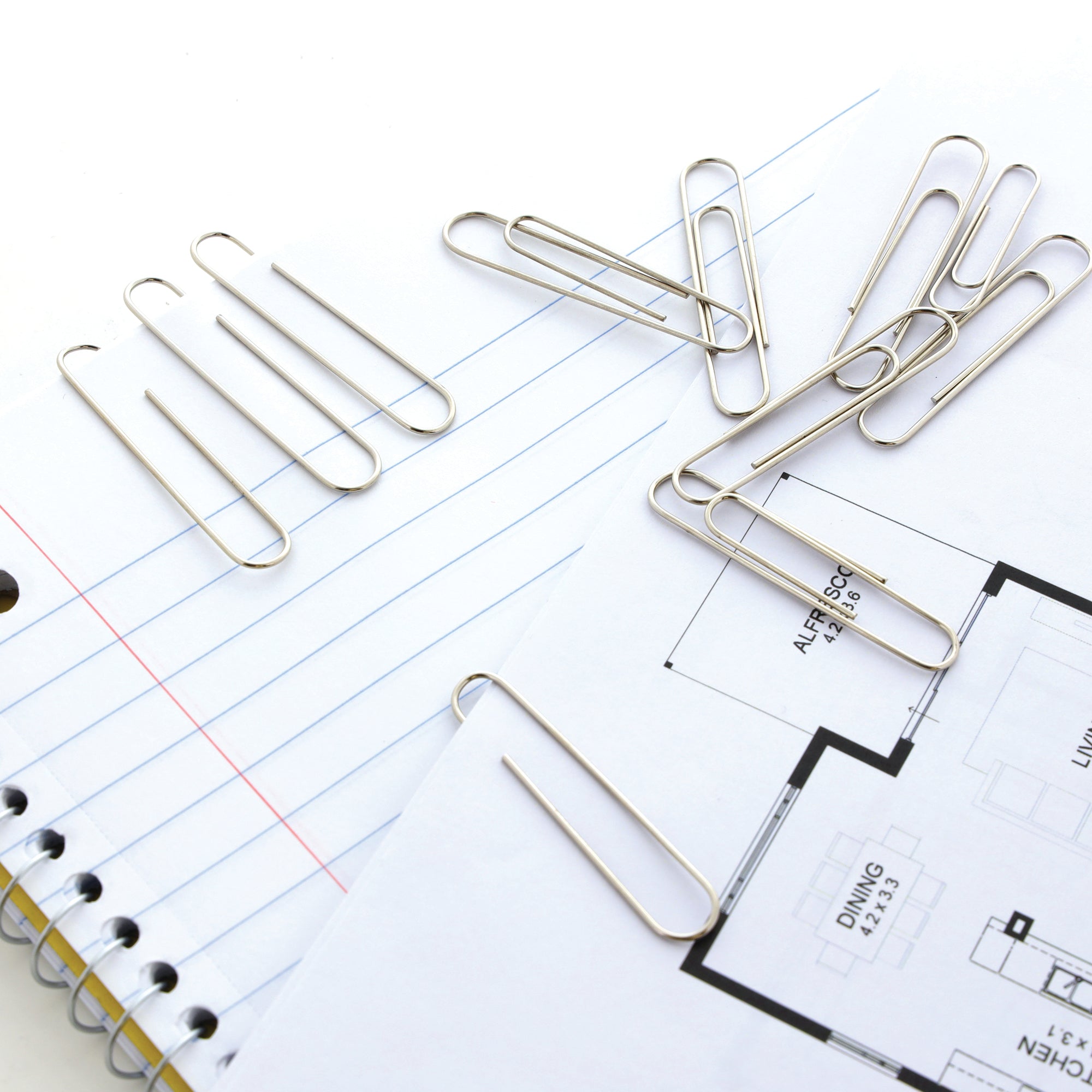 Silver Paper Clips, No.1 Regular 33 mm, 200 Count