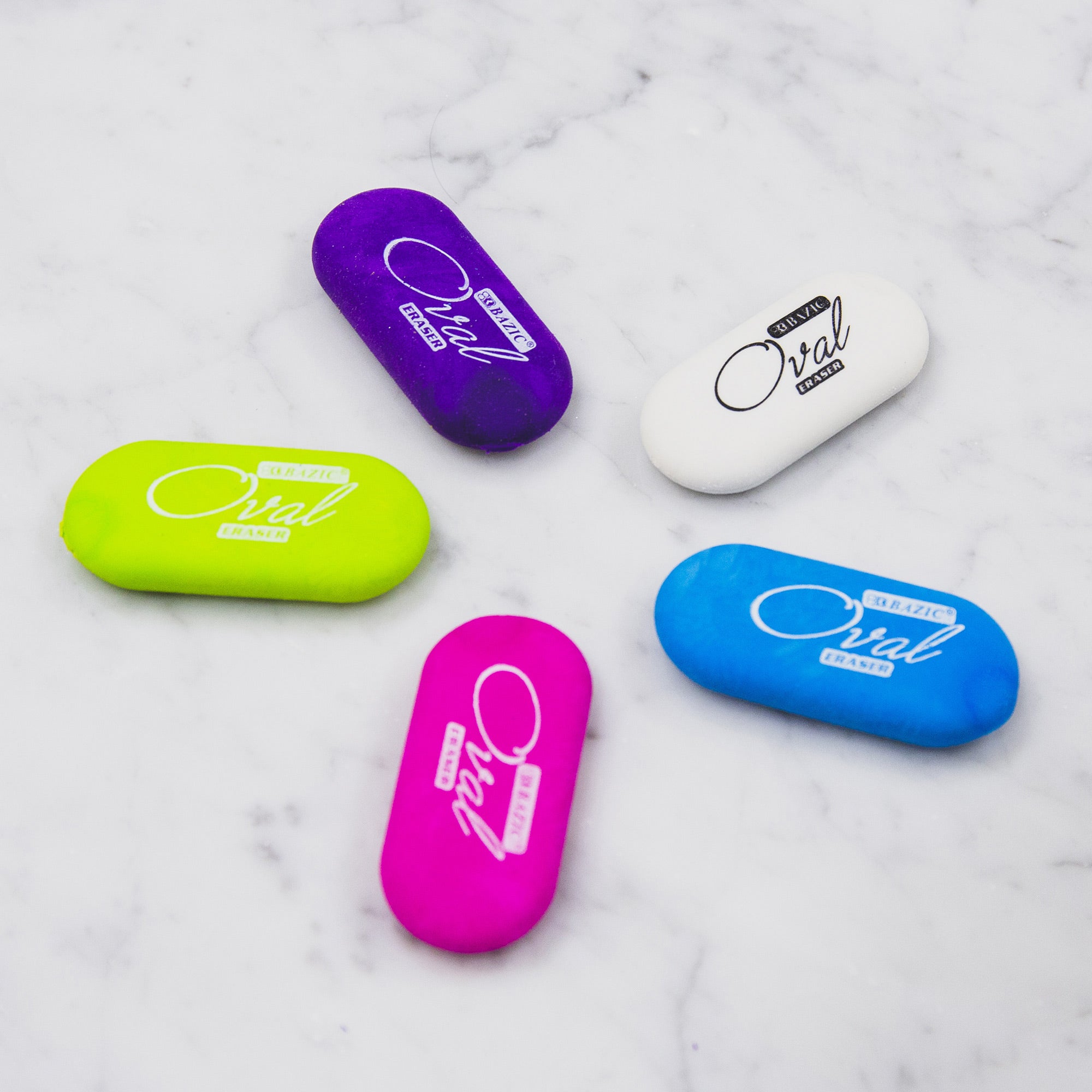 White Oval Erasers, Latex-Free, PVC-Free