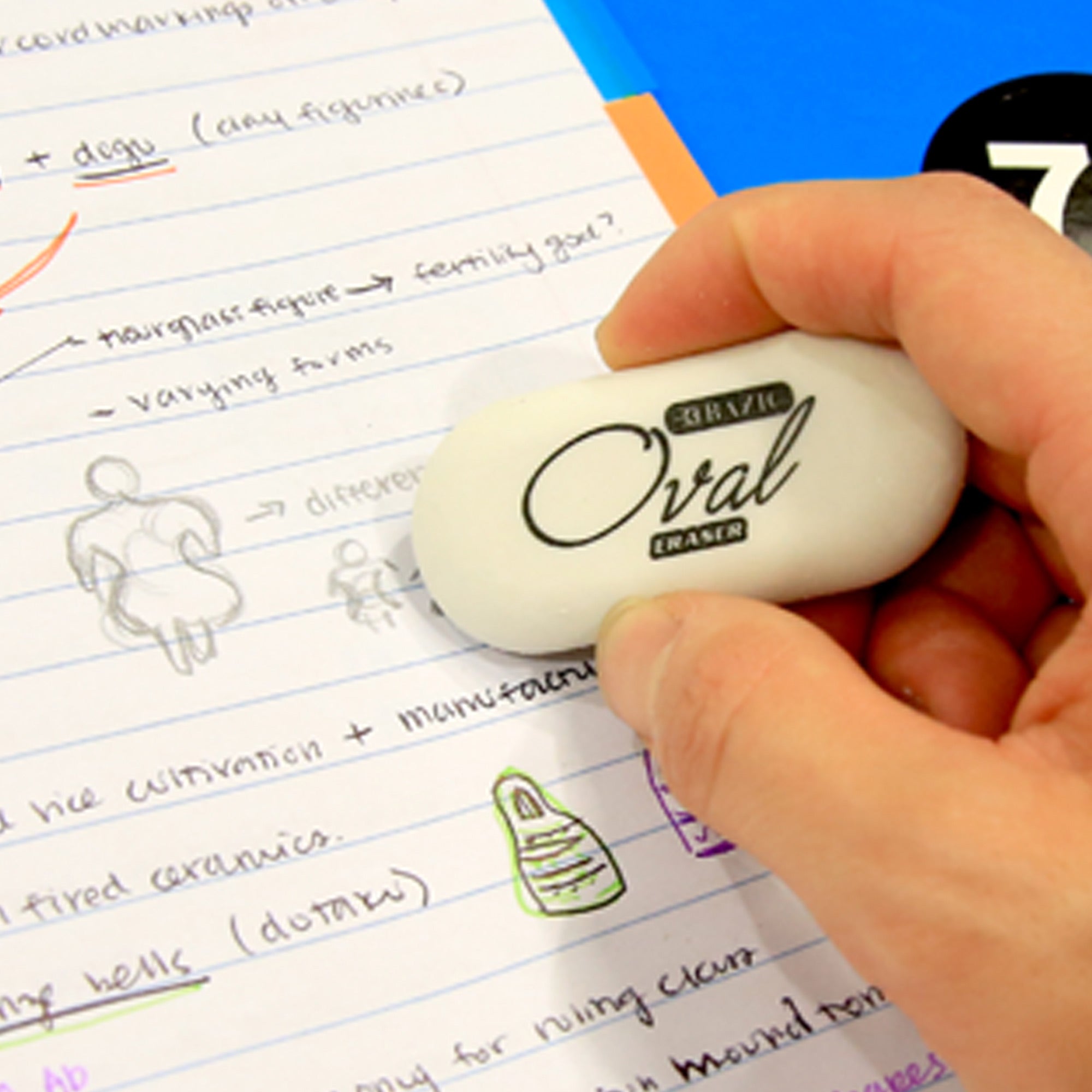 White Oval Erasers, Latex-Free, PVC-Free