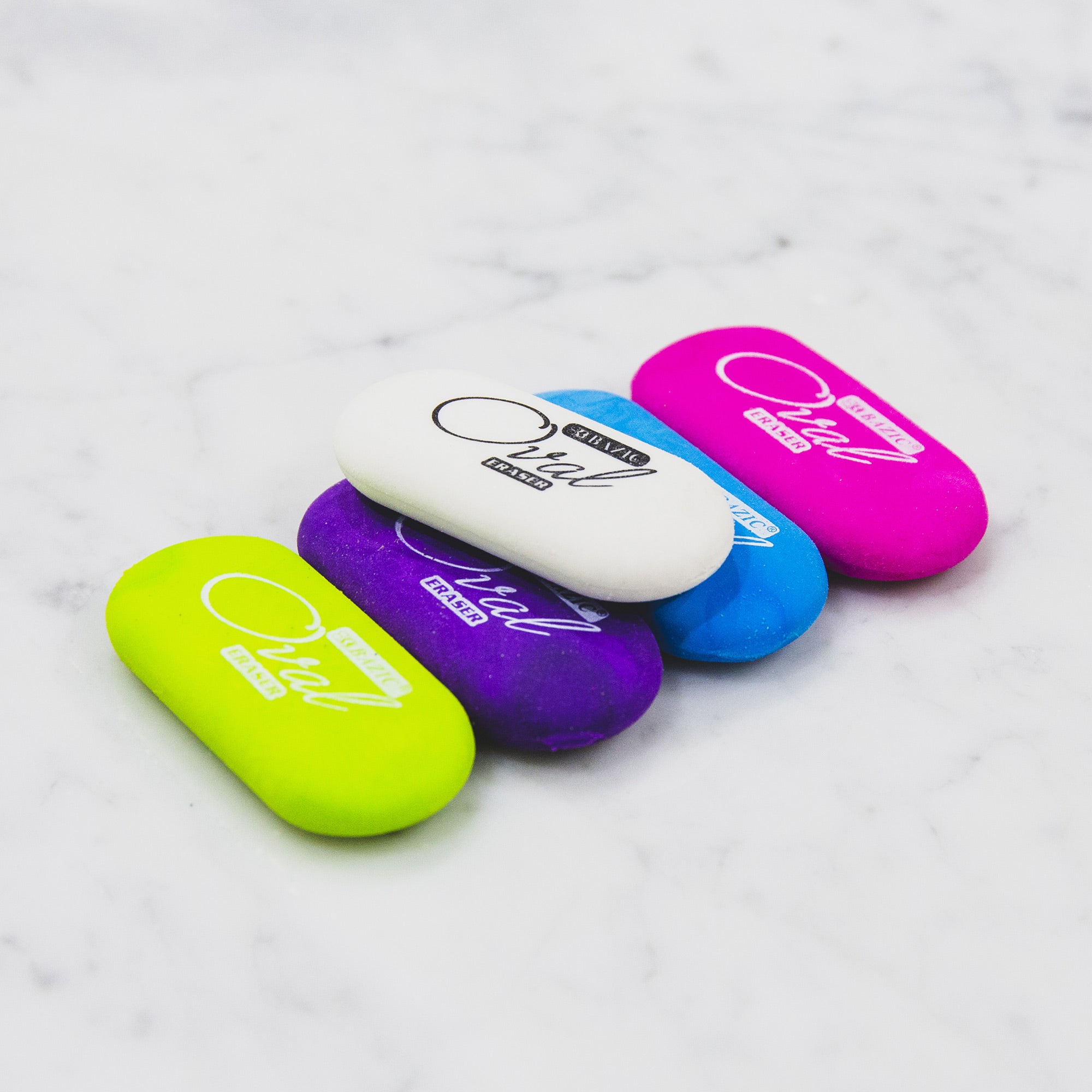 Bright Color Oval Erasers, 4 Count, Clean-Erase Rubber