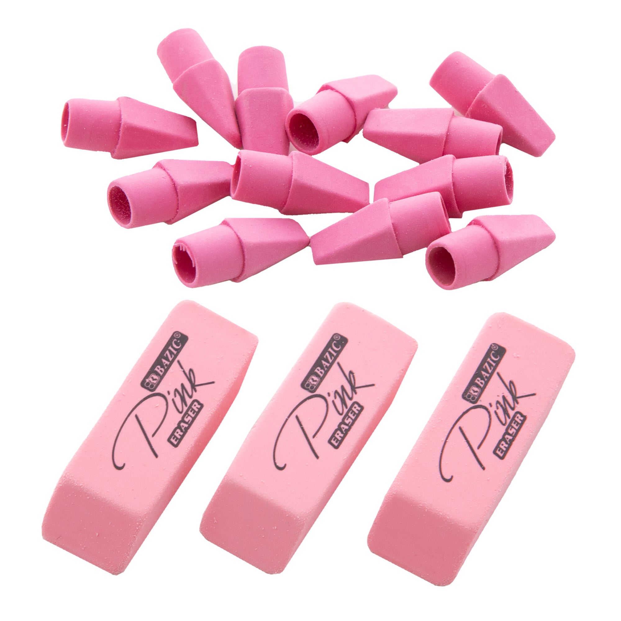 Pink Erasers, 15 Count, for School Homework Classroom
