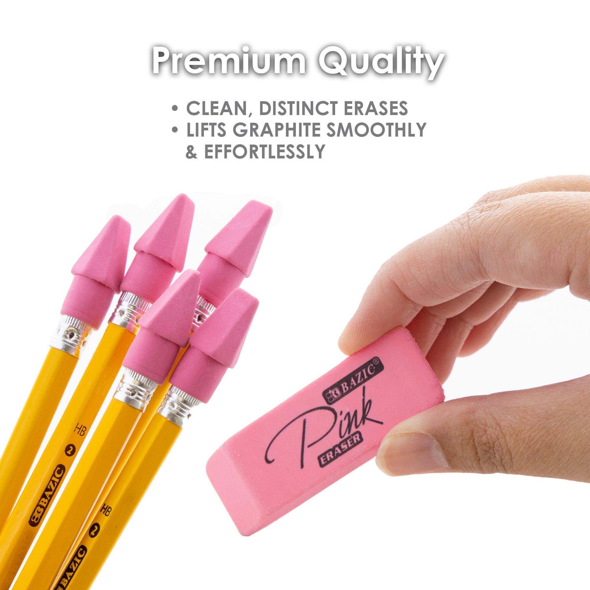 Pink Erasers, 15 Count, for School Homework Classroom