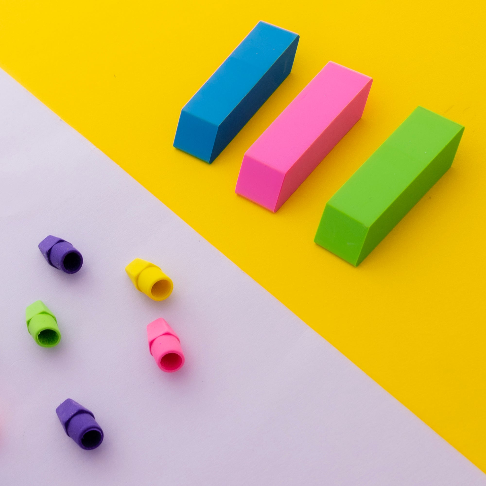 Neon Erasers, 15 Count, for School Homework Classroom