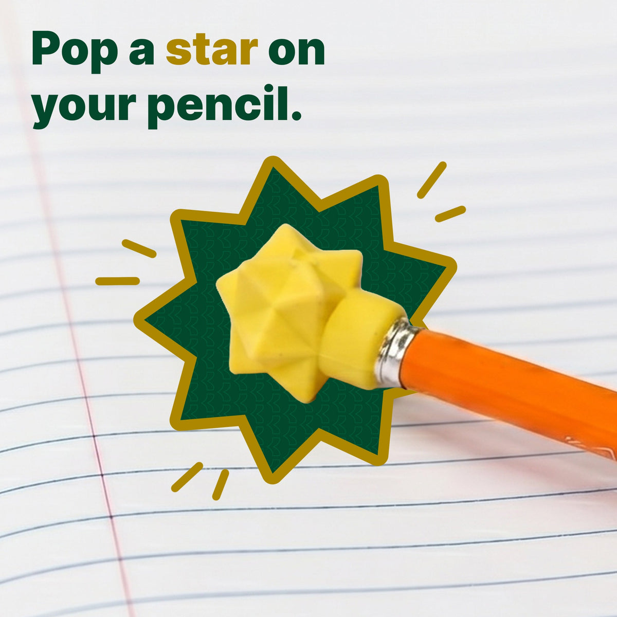 Neon Star Pencil Top Erasers, Latex-Free, 12-Count
