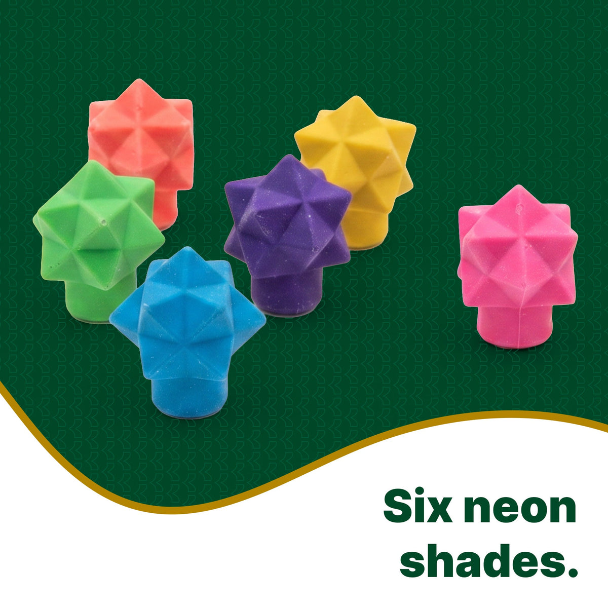 Neon Star Pencil Top Erasers, Latex-Free, 12-Count