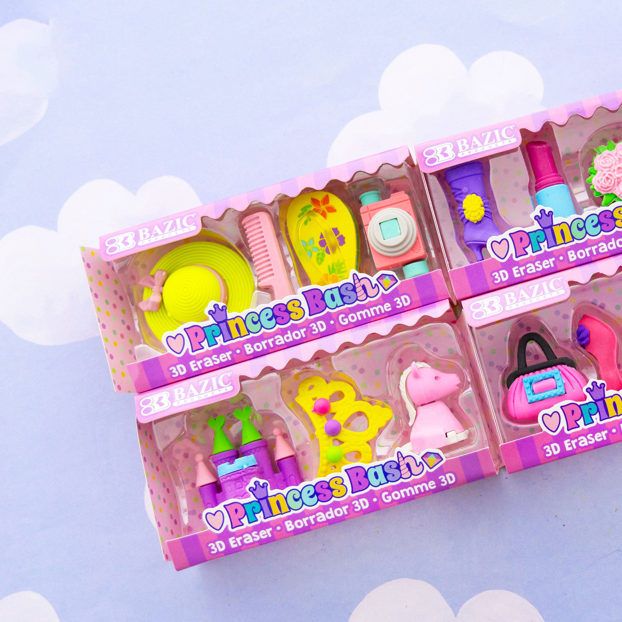 Princess 3D Erasers, 4 Count, for Kids Party Favors