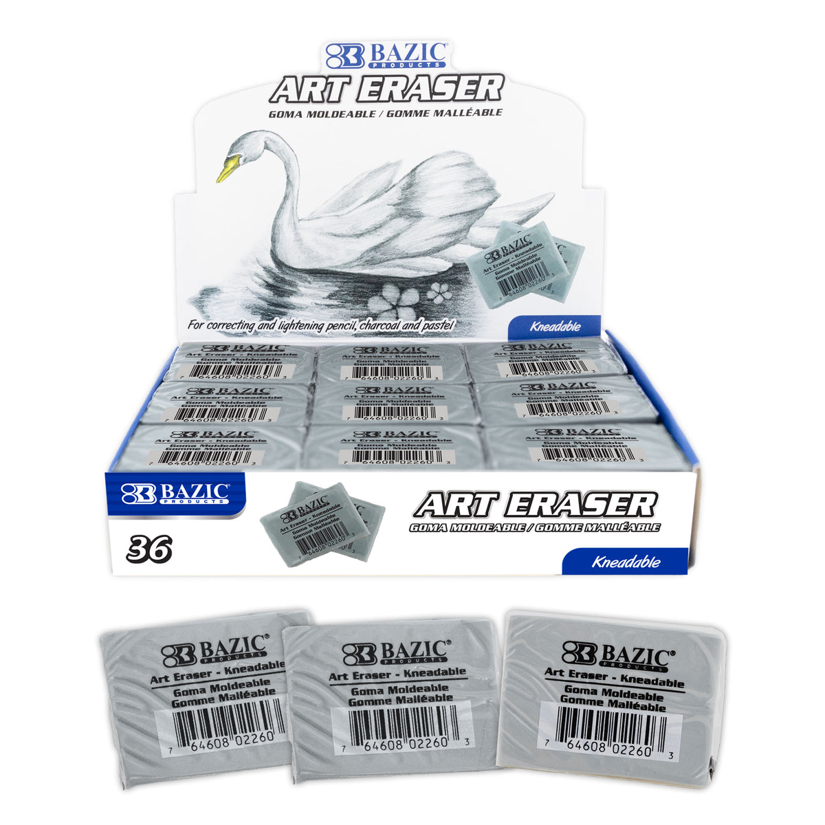 BAZIC Kneaded Art Eraser, Moldable, for Drawing and Charcoal