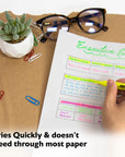 Pen Style Fluorescent Highlighters w/ Pocket Clip (5/Pack)